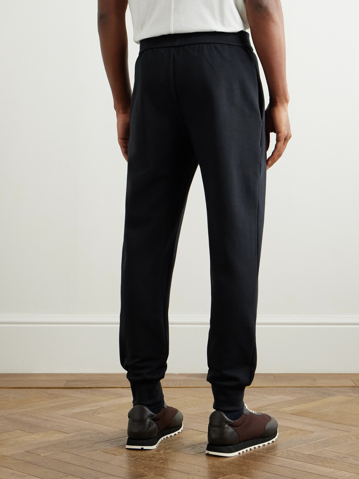 The Row Edgar Tapered Cotton-jersey Sweatpants In Blue