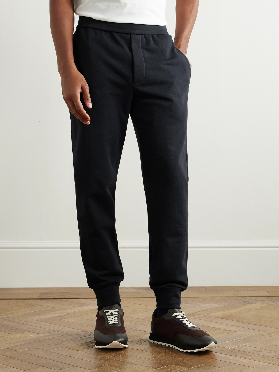 The Row Edgar Tapered Cotton-jersey Sweatpants In Blue