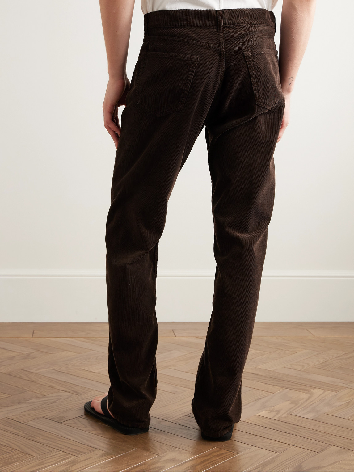 The Row Burt Straight-leg Cotton-corduroy Trousers In Brown