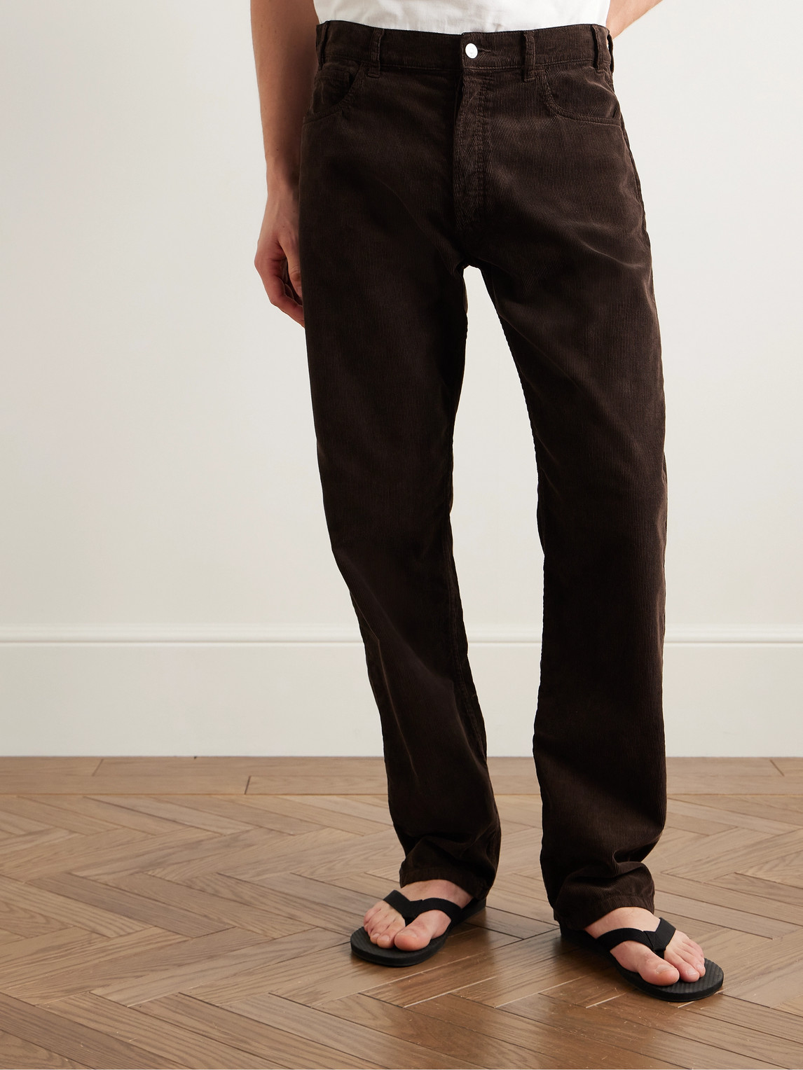 The Row Burt Straight-leg Cotton-corduroy Trousers In Brown