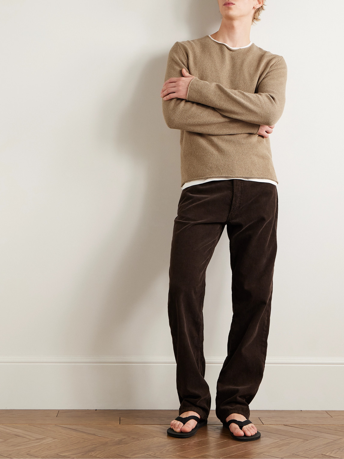 The Row Burt Straight-leg Cotton-corduroy Trousers In Brown