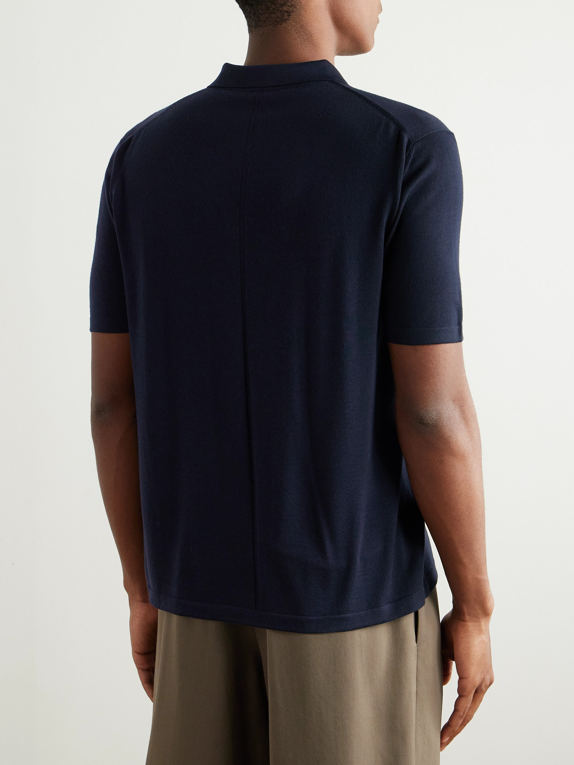 The Row Mauro Wool Polo Shirt In Blue