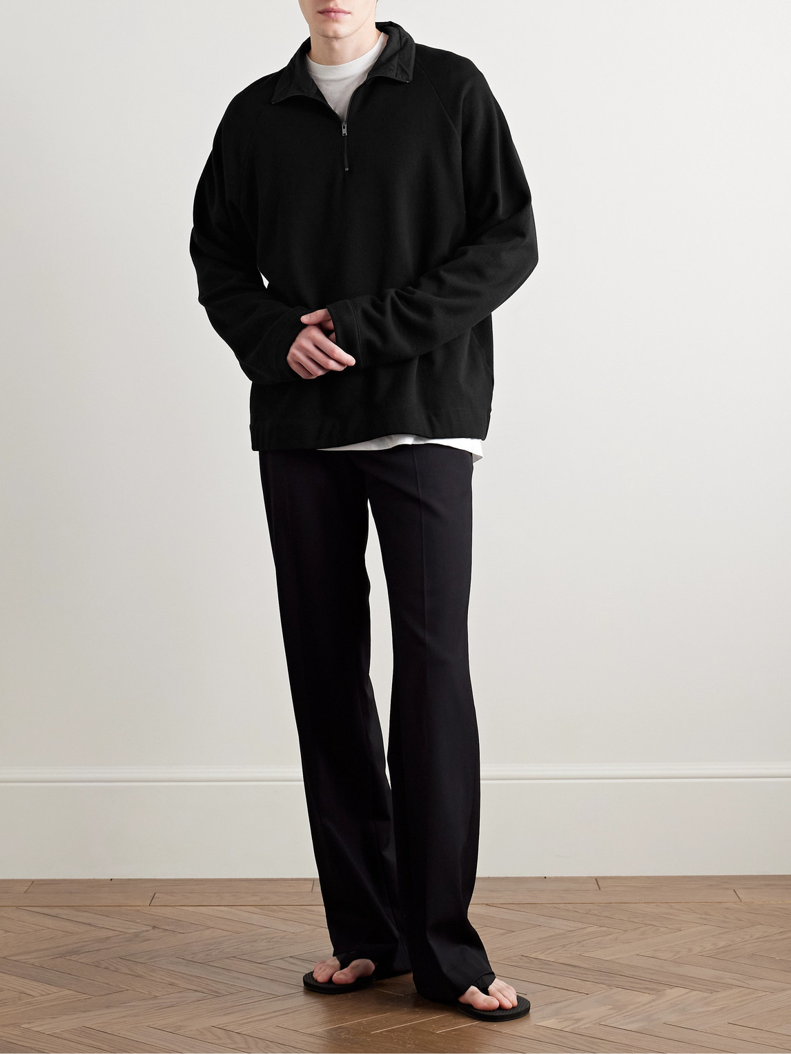 THE ROW GALLAGHER COTTON AND CASHMERE-BLEND HALF-ZIP SWEATER