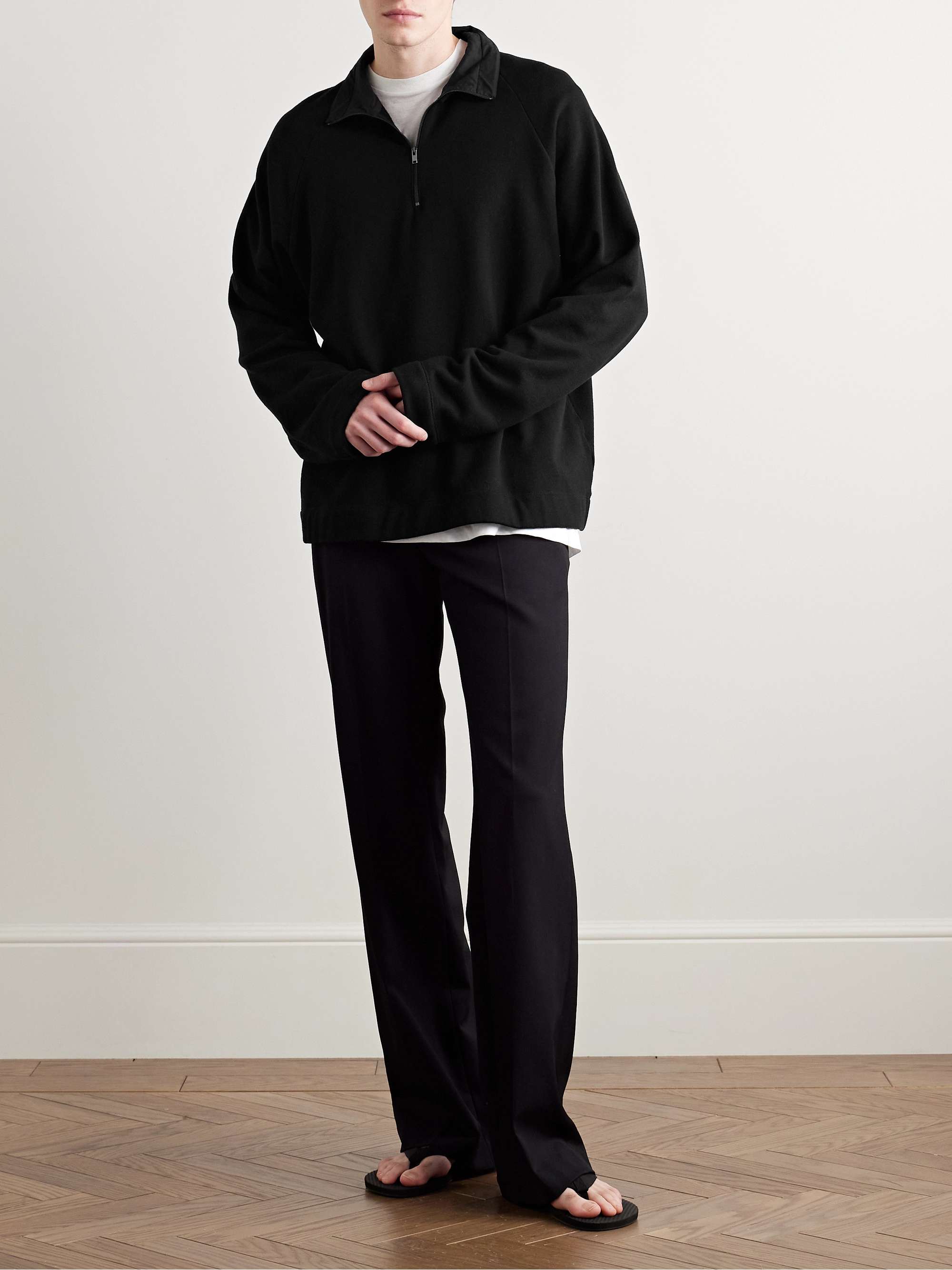 THE ROW Gallagher Cotton and Cashmere-Blend Half-Zip Sweater