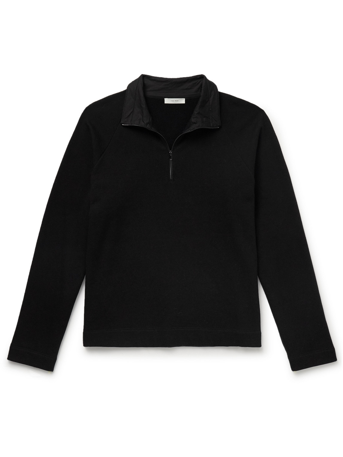 The Row Gallagher Cotton And Cashmere-blend Half-zip Sweater In Black