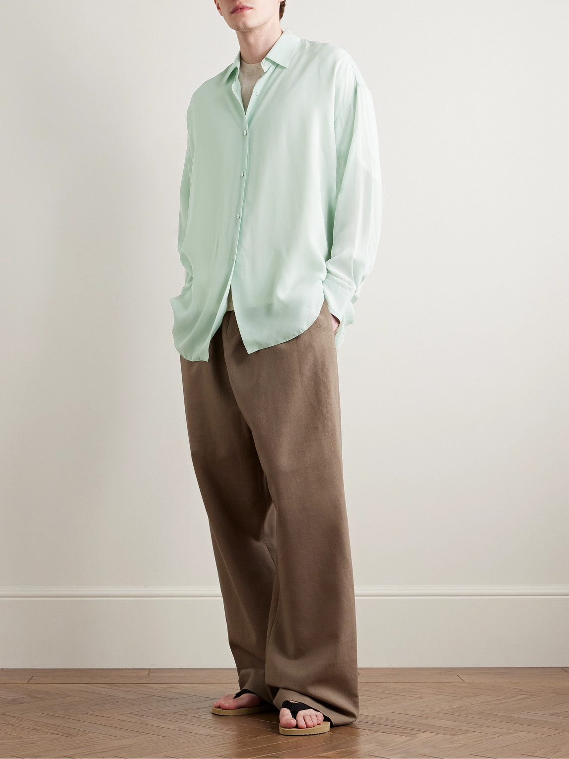 The Row Shirt With Button-down Collar And Pocket In Green