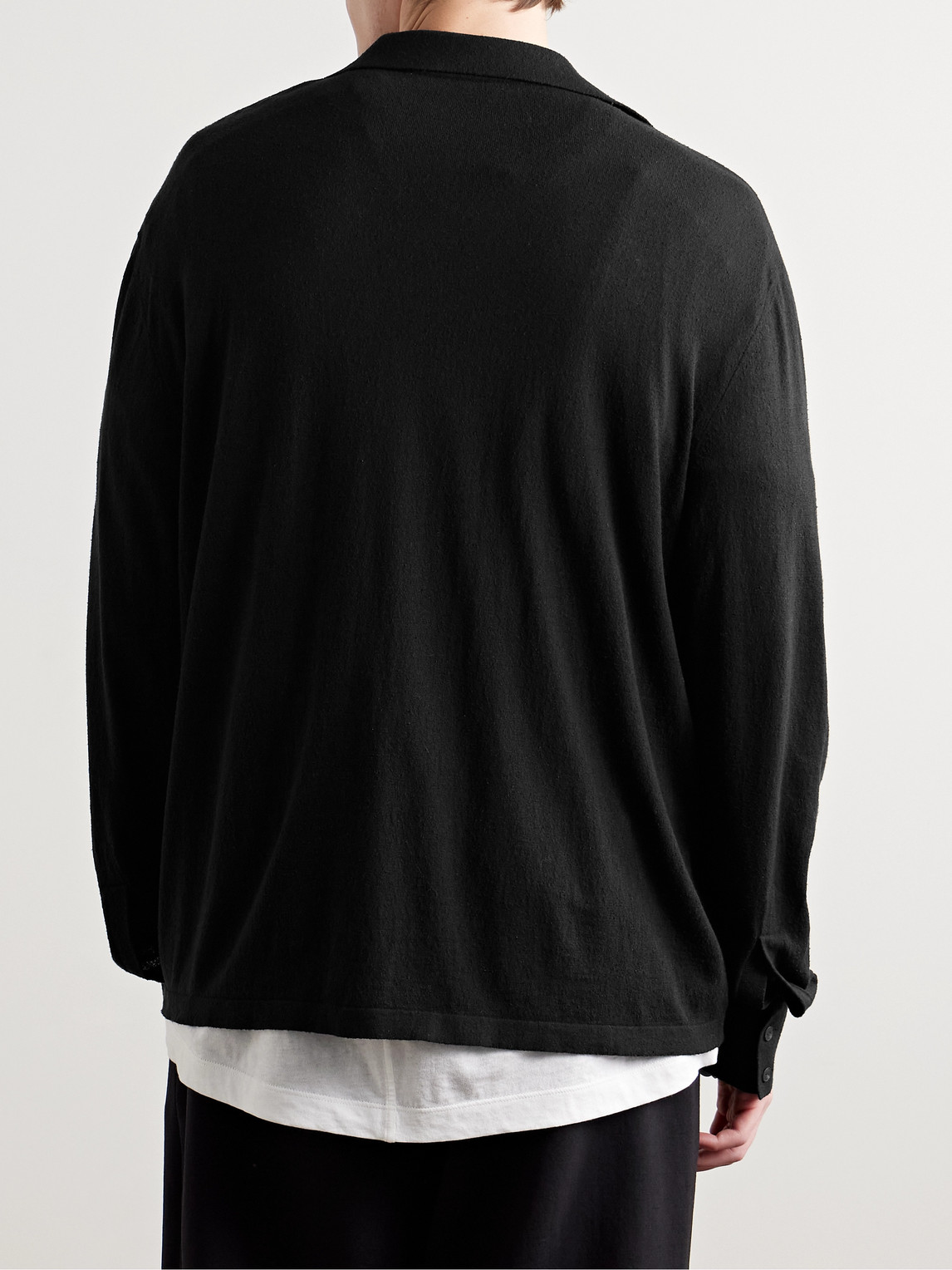 The Row Stafford Silk-jersey Polo Shirt In Black