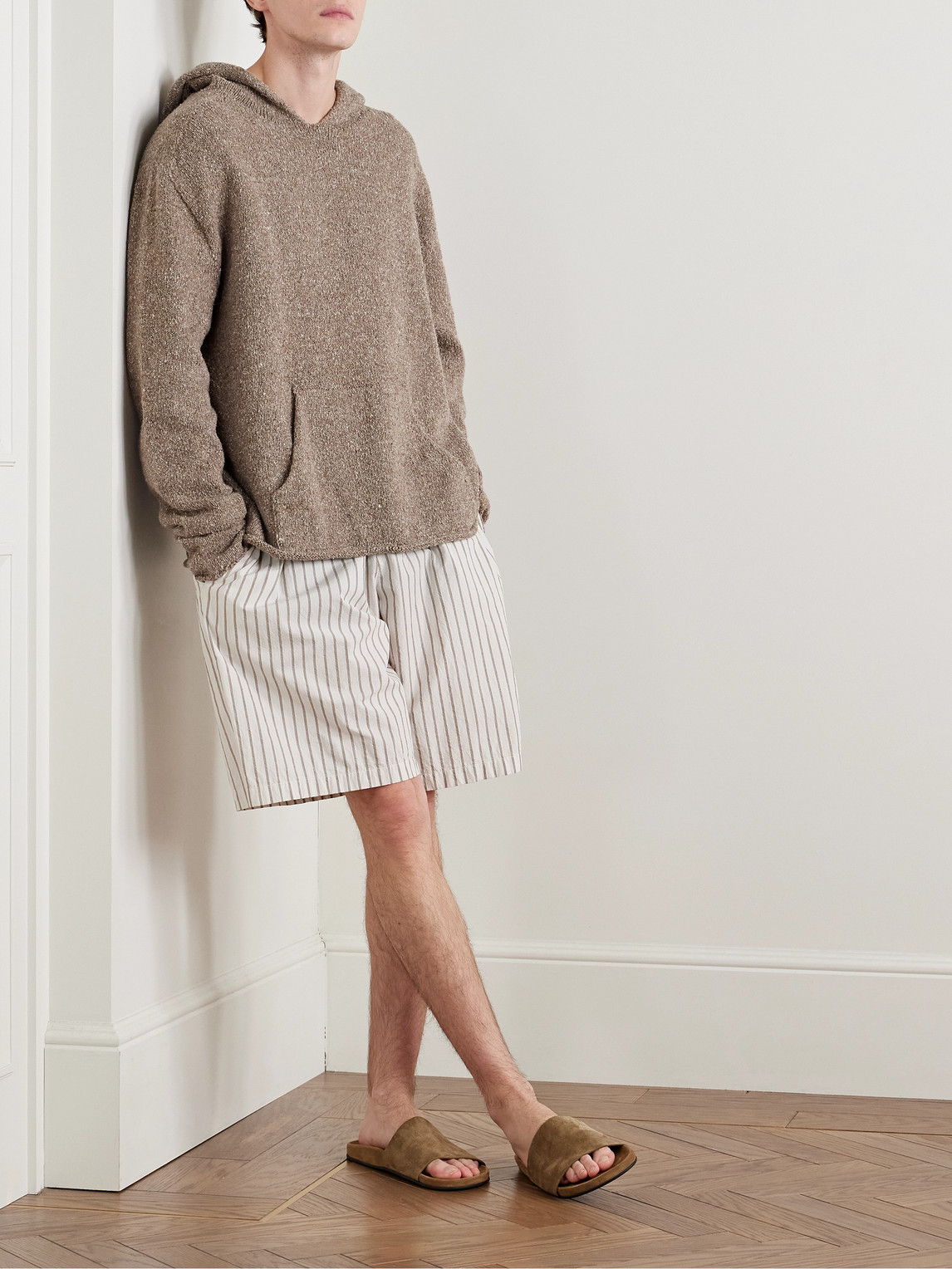 The Row Yuto Knitted Hoodie In Brown