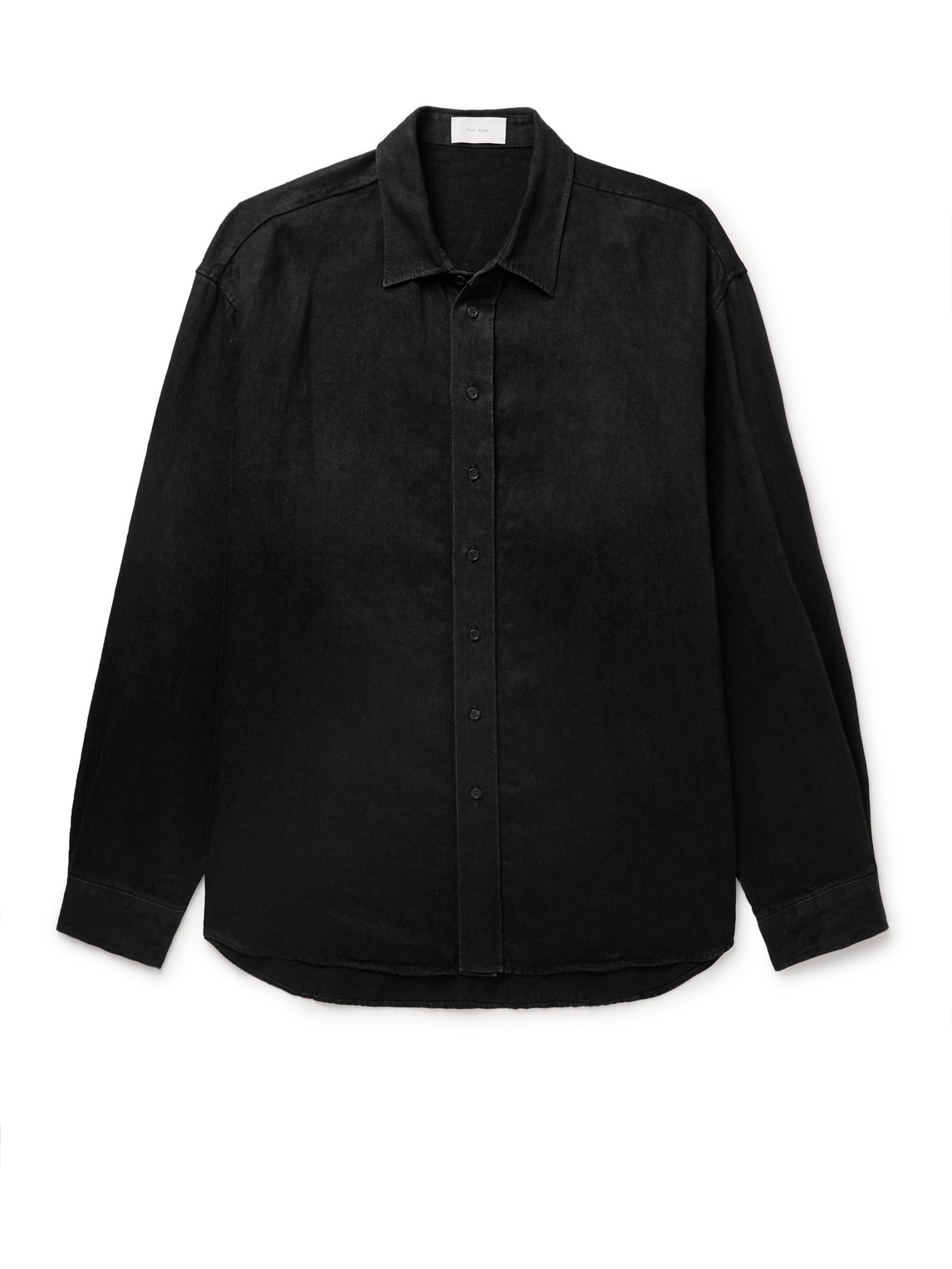 The Row Penn Oversized Linen-twill Overshirt In Black