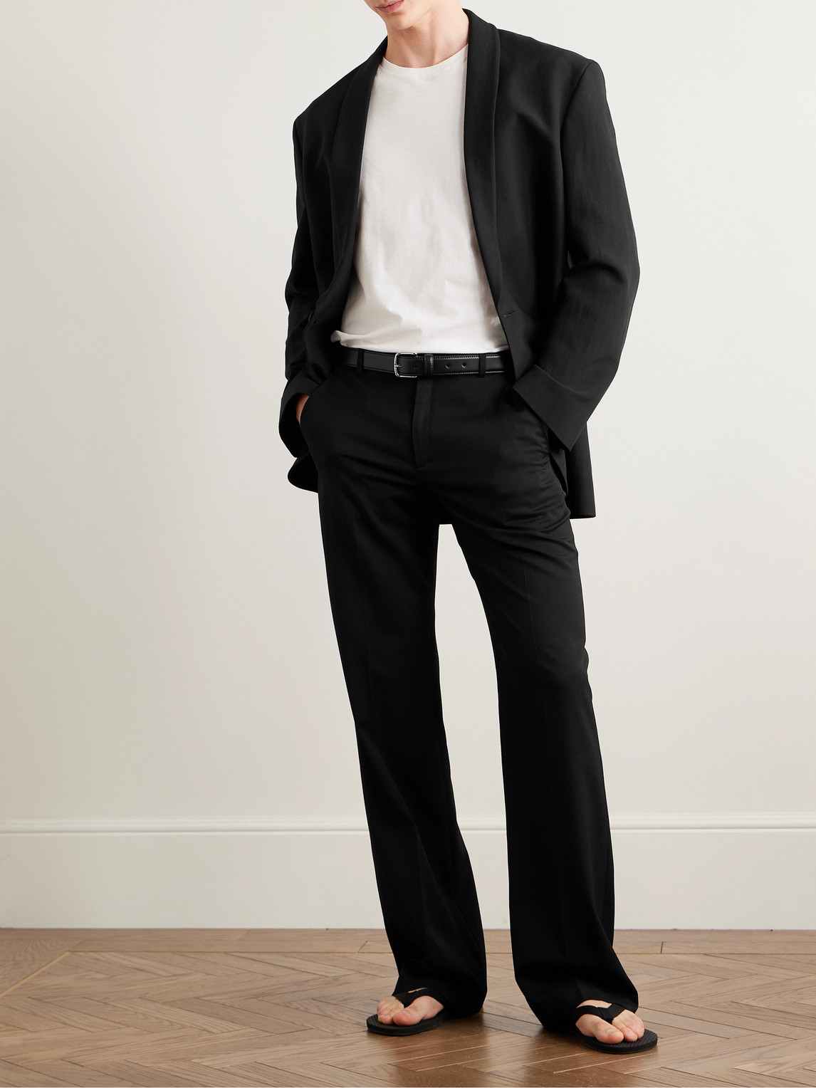 The Row Alistaire Straight-leg Wool-blend Twill Trousers In Black