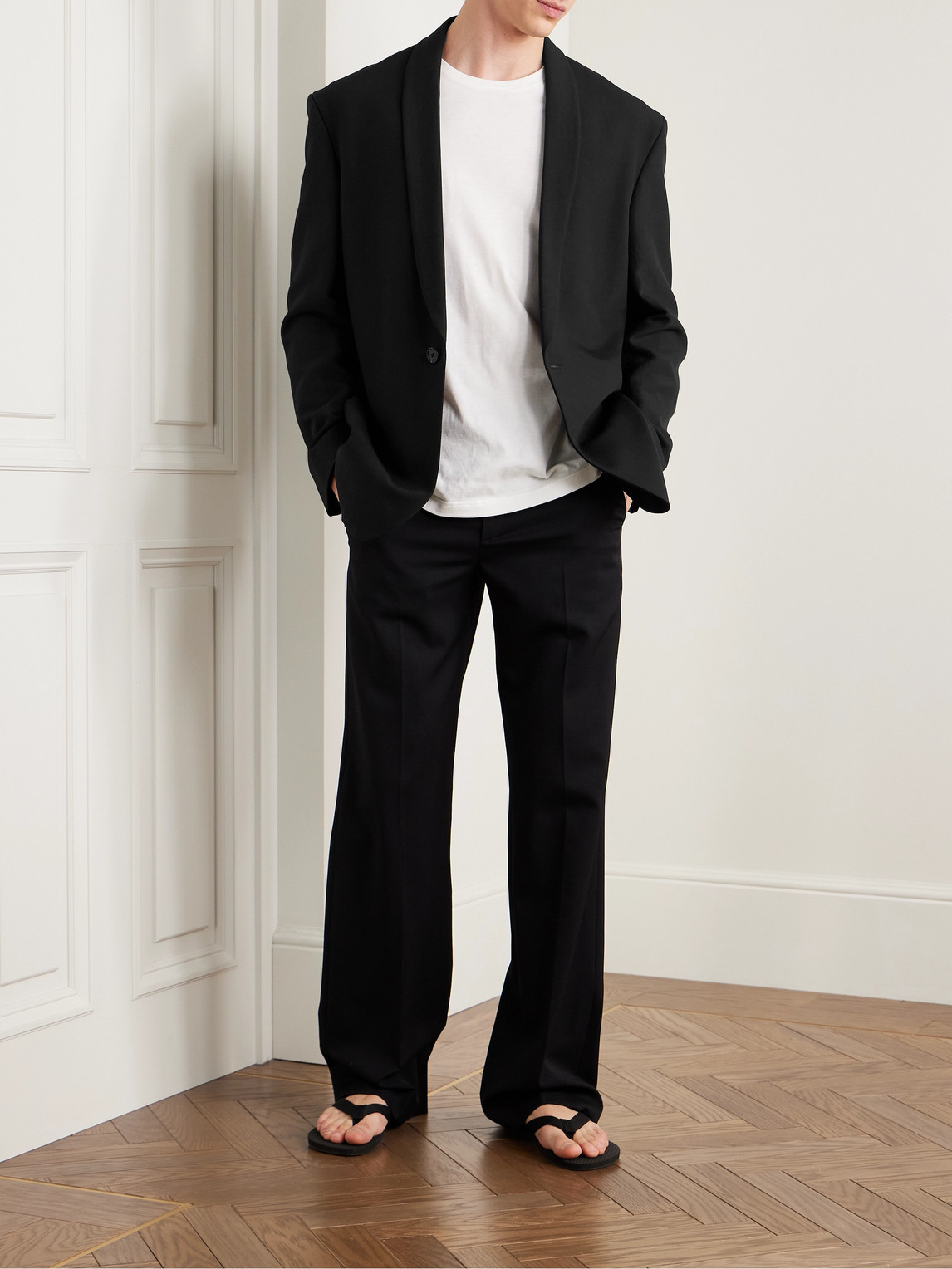 The Row Manuel Shawl-lapel Wool-blend Suit Jacket In Black