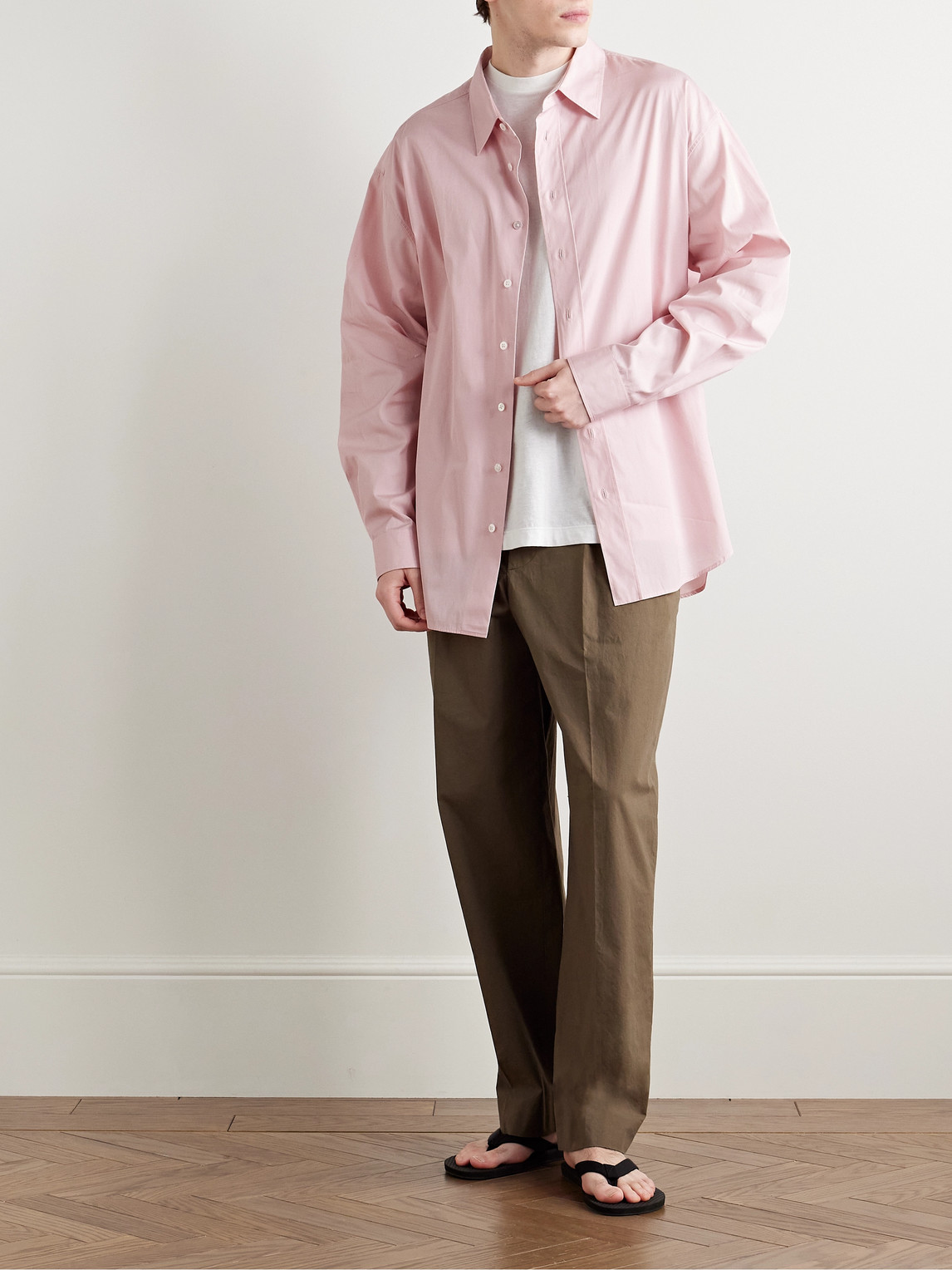 The Row Penn Oversized Cotton-poplin Shirt In Pink