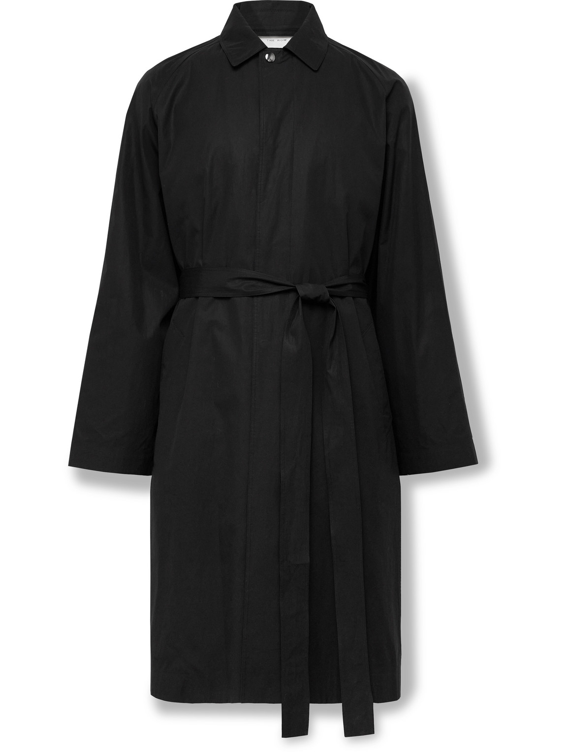 The Row Eugene Belted Cotton-poplin Coat In Black