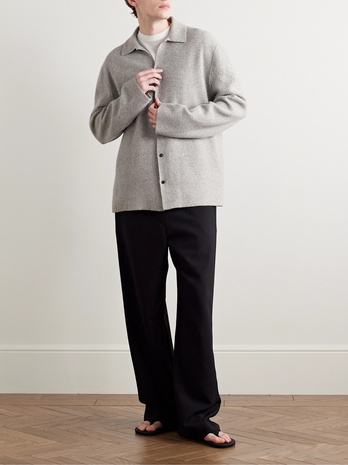 THE ROW BARKLEY WAFFLE-KNIT WOOL AND CASHMERE-BLEND OVERSHIRT