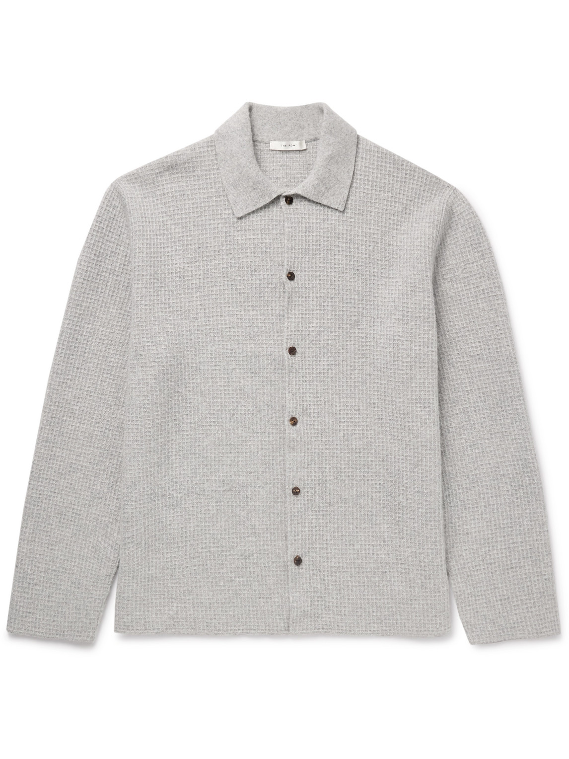 The Row Barkley Waffle-knit Wool And Cashmere-blend Overshirt In Gray
