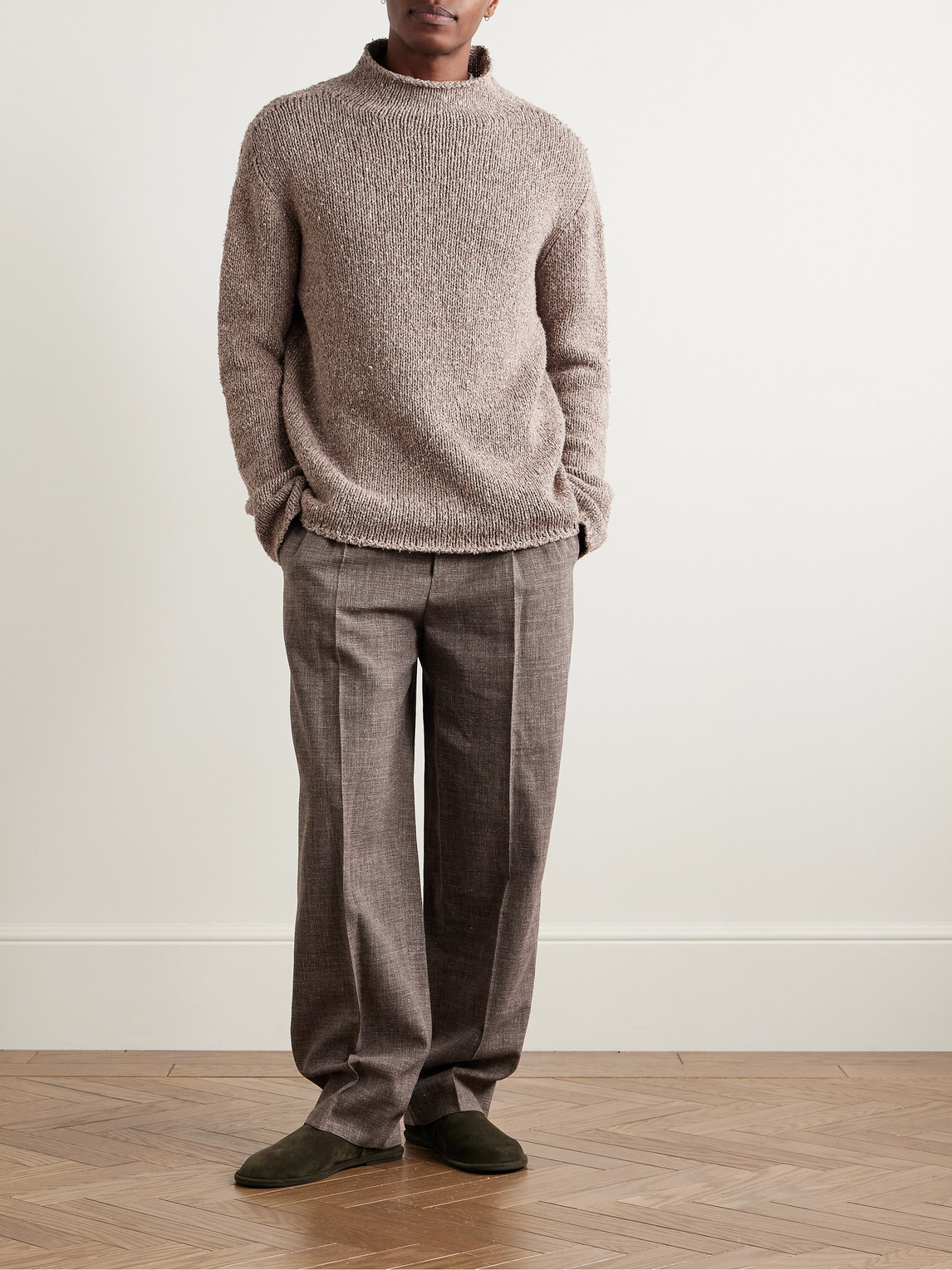 The Row Ryoko Cotton Rollneck Sweater In Brown