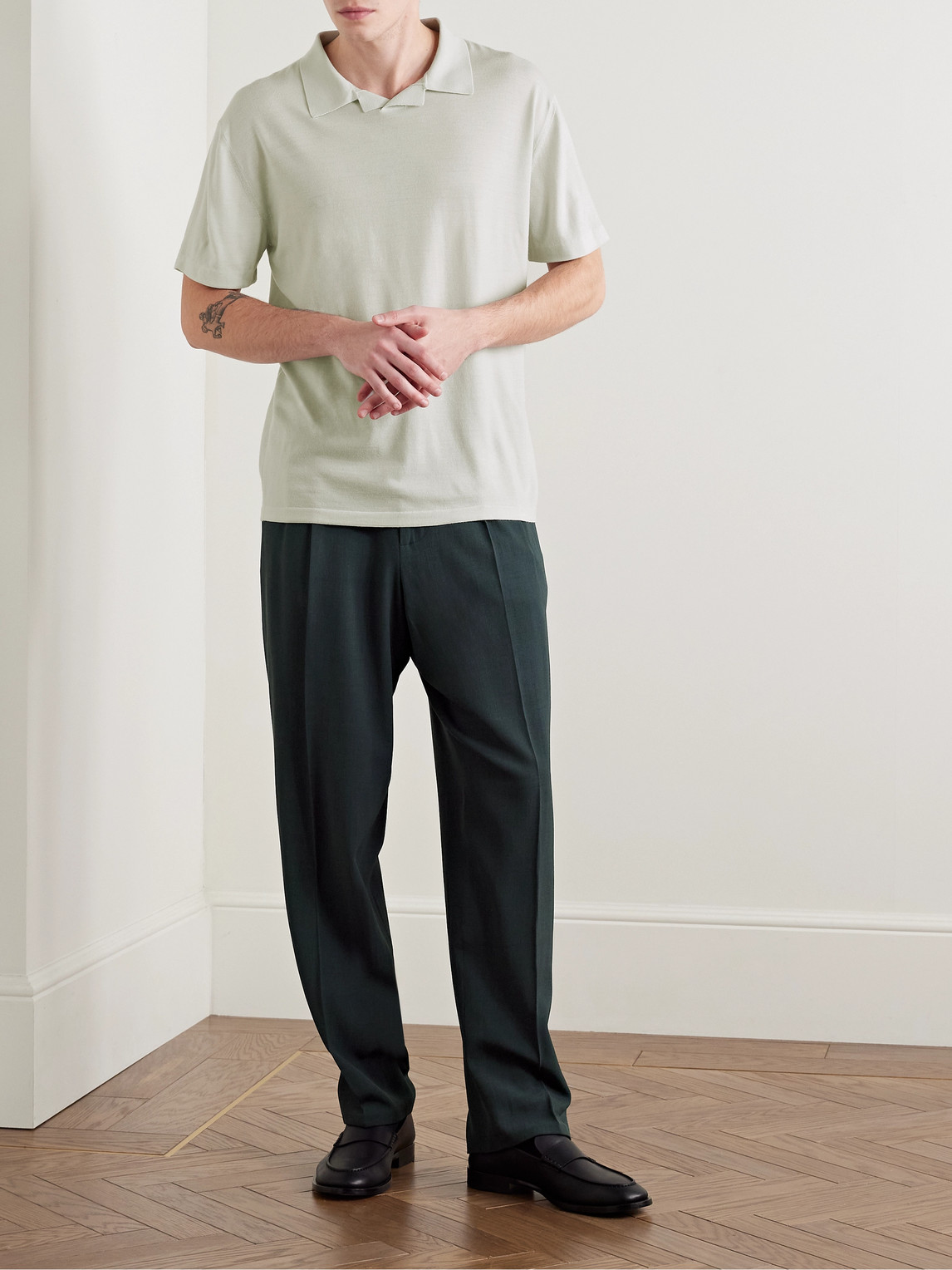 The Row Mauro Knitted Virgin Wool Top In Neutrals