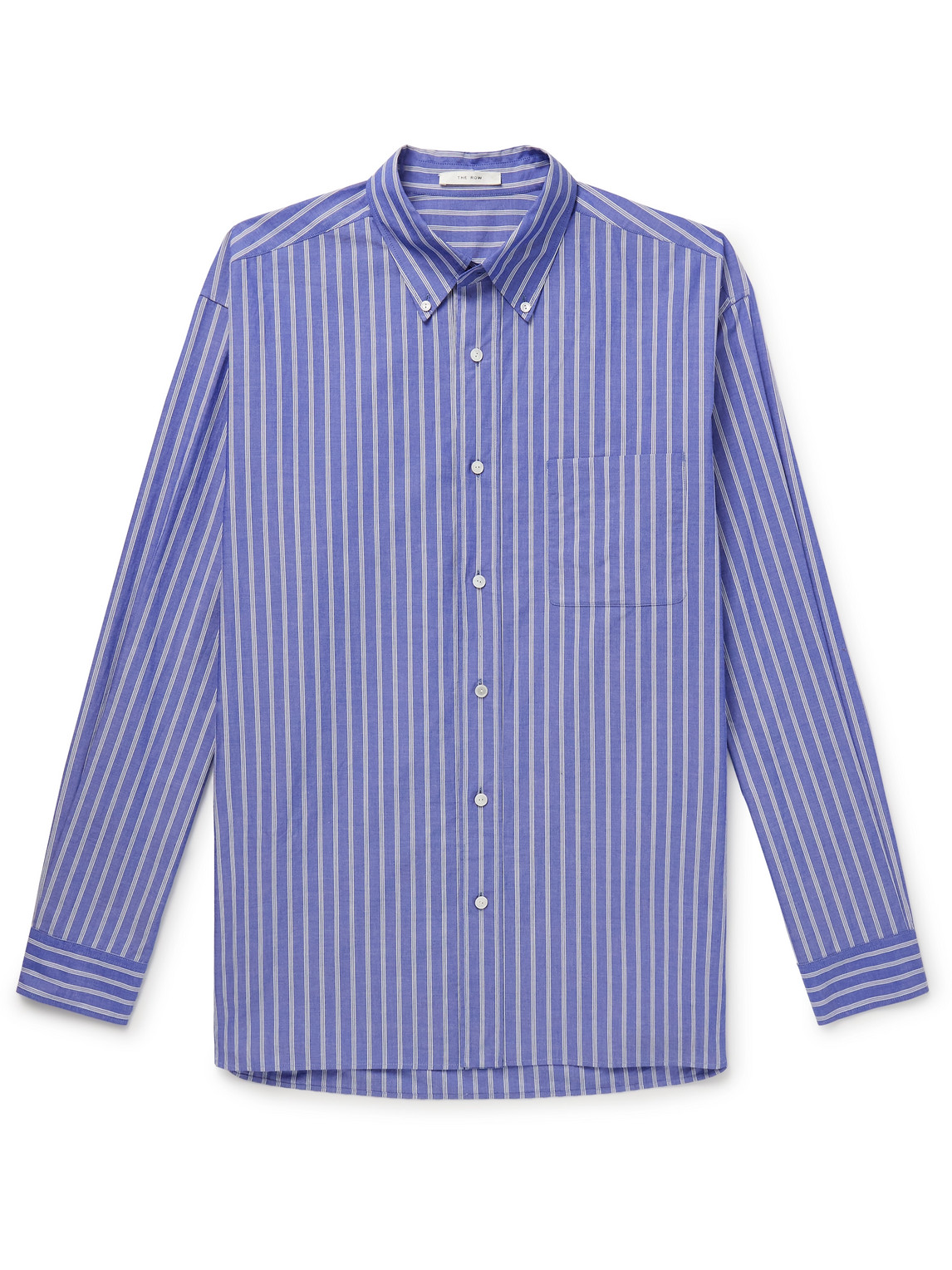 The Row Bresson Button-down Collar Striped Cotton-poplin Shirt In Blue