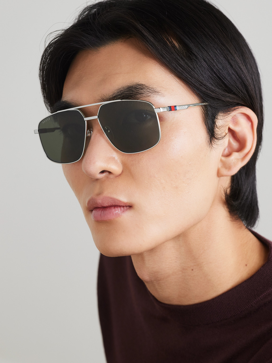 Navigator Aviator-Style Silver-Tone Sunglasses — 2