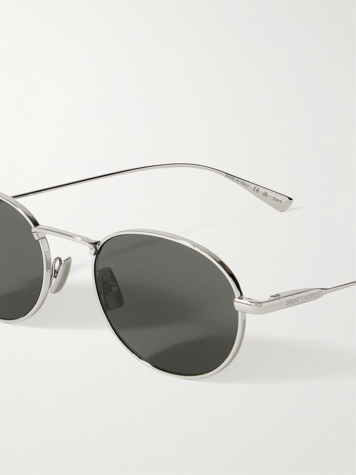 Saint Laurent Round-frame Silver-tone Sunglasses In Silver