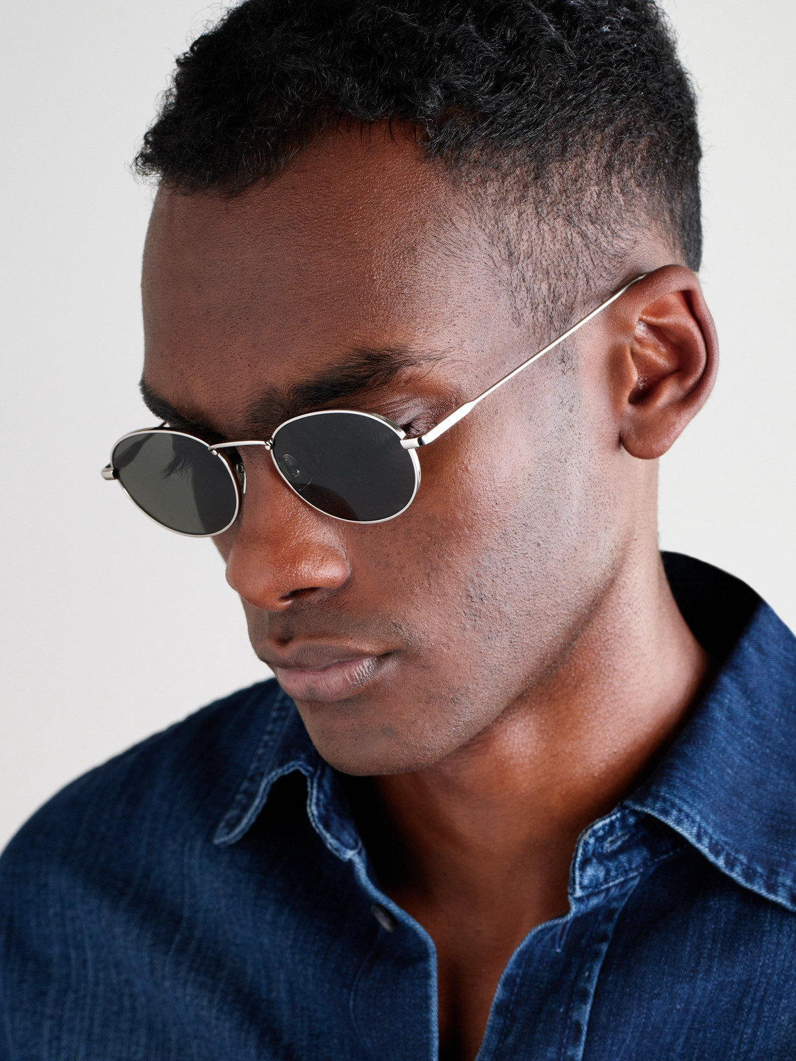 Saint Laurent Round-frame Silver-tone Sunglasses In Silver