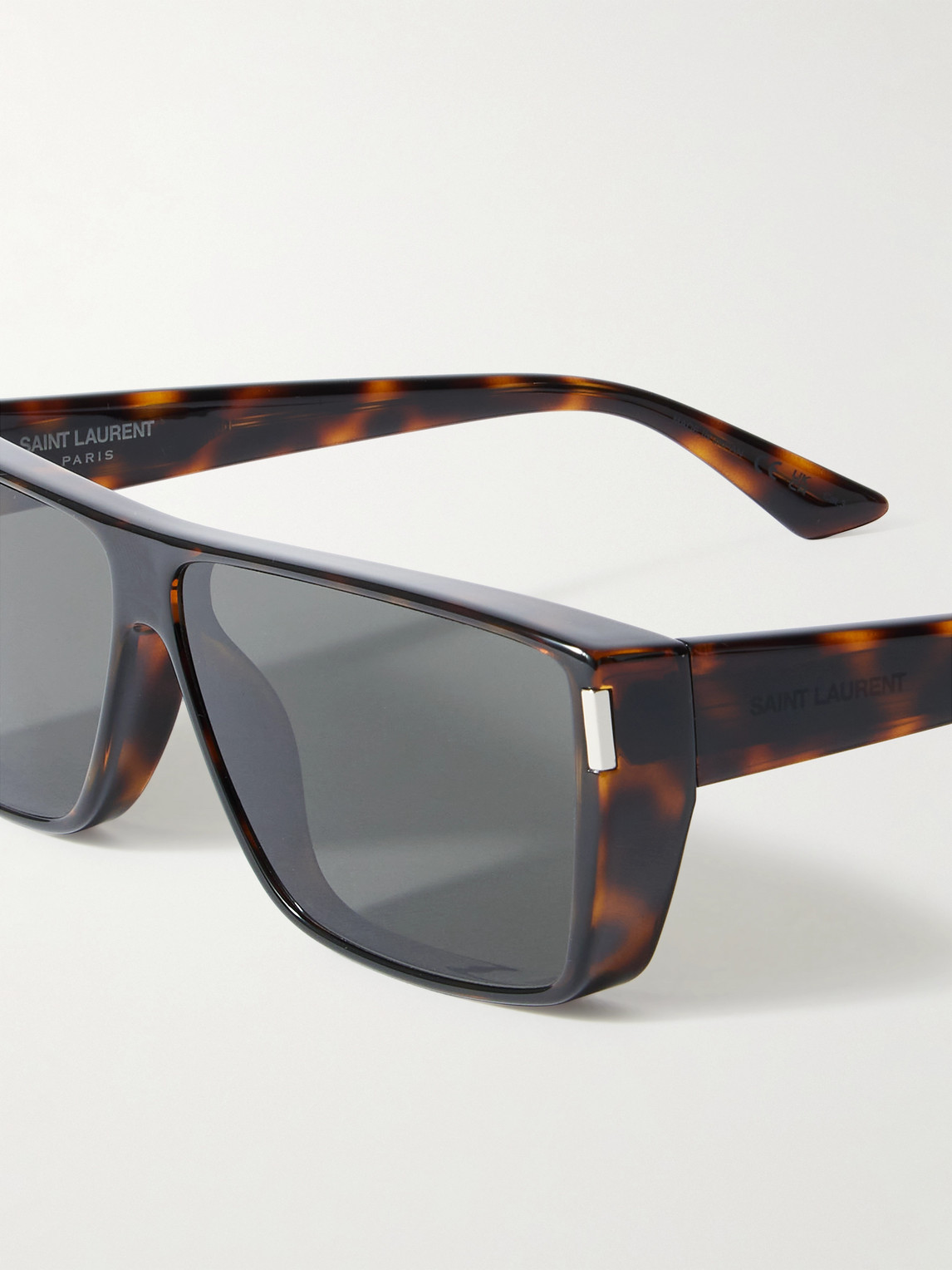 Saint Laurent Rectangular-frame Tortoiseshell Acetate Sunglasses In Tortoiseshell