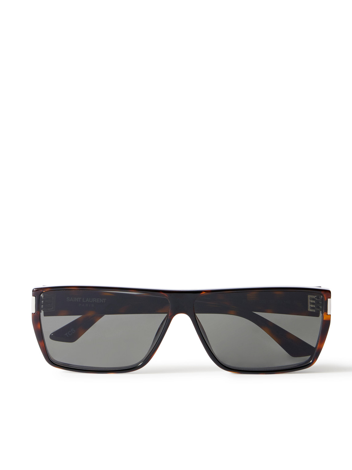 Saint Laurent Rectangular-frame Tortoiseshell Acetate Sunglasses In Black