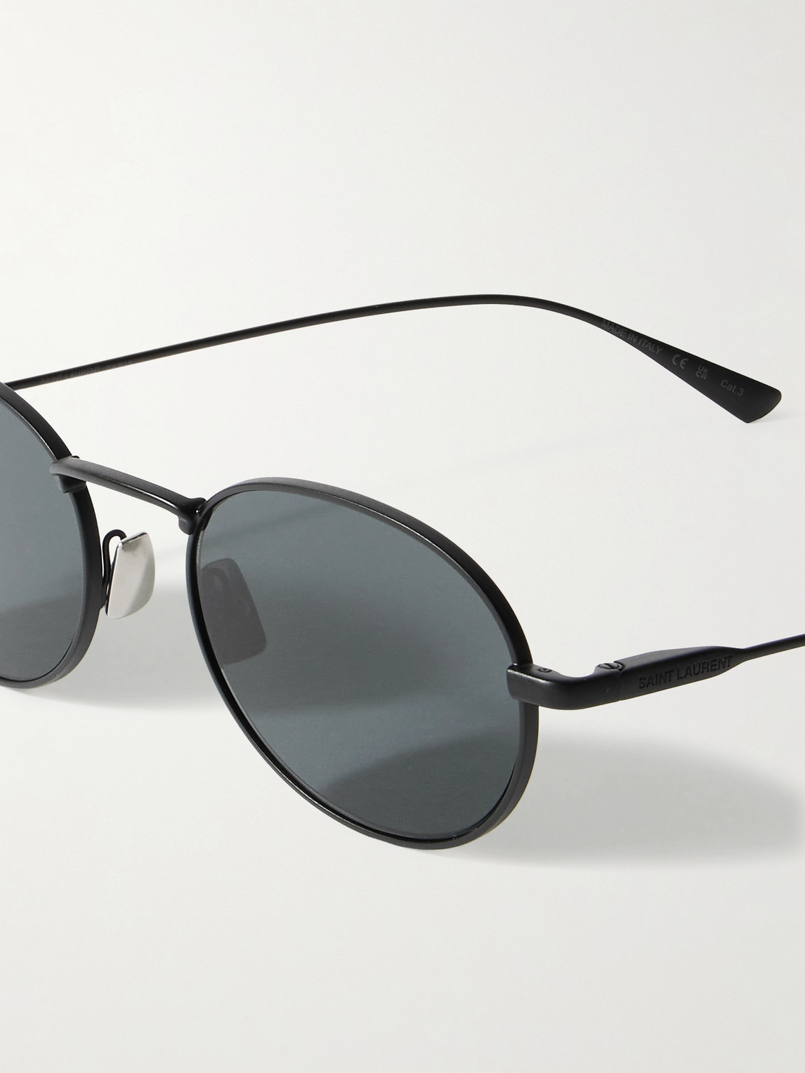 Saint Laurent Round-frame Metal Sunglasses In Black