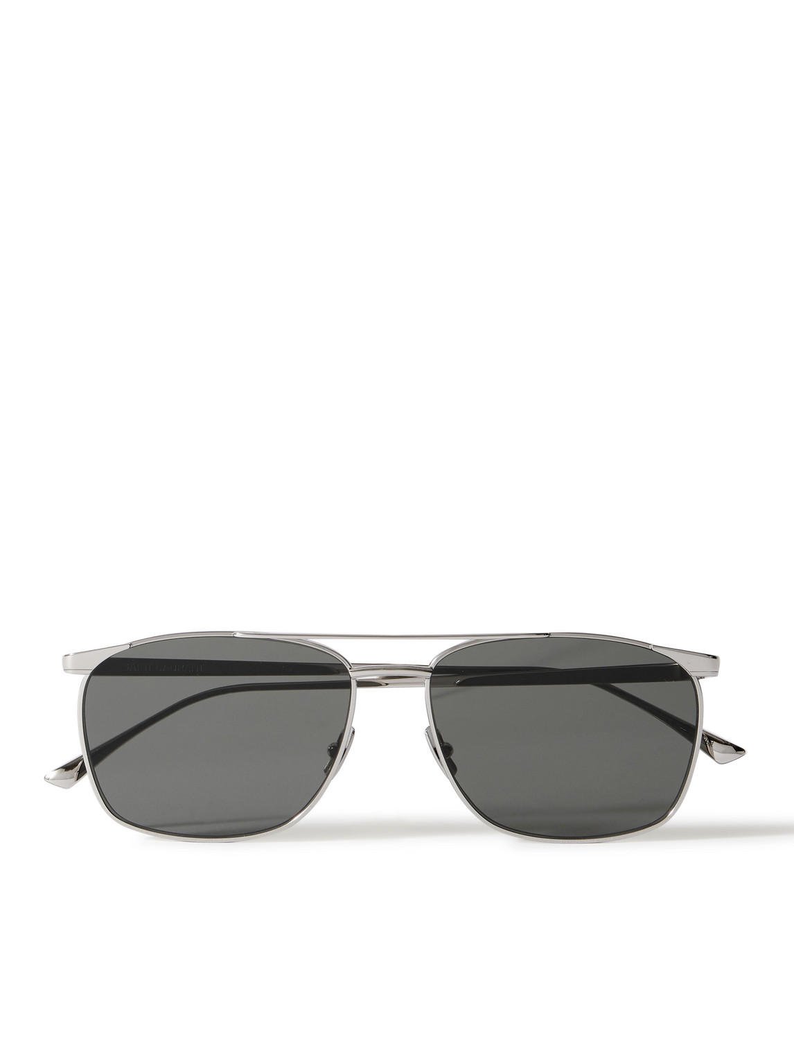 Saint Laurent Aviator-style Silver-tone Sunglasses In Black