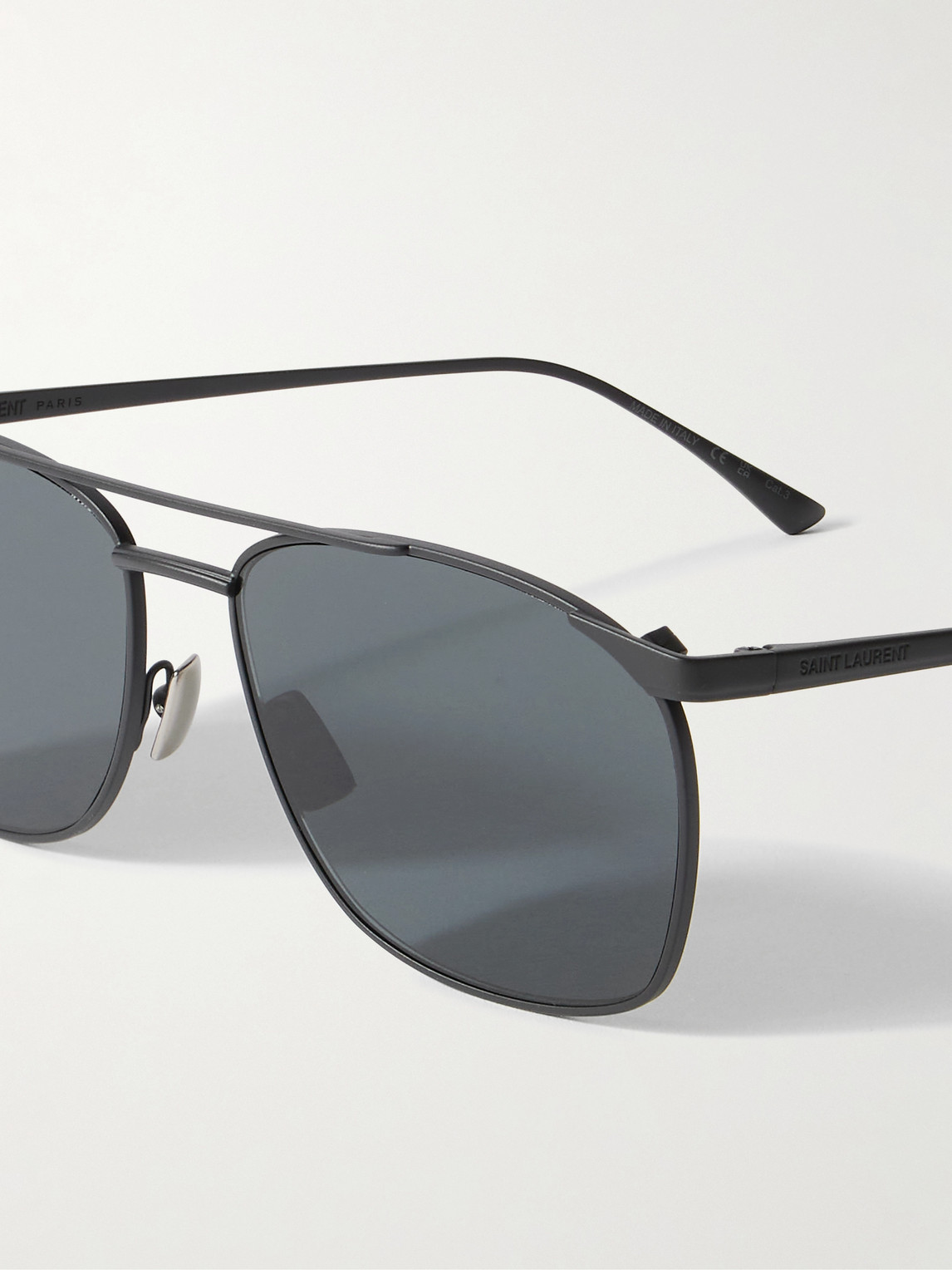 Saint Laurent Aviator-style Metal Sunglasses In Black