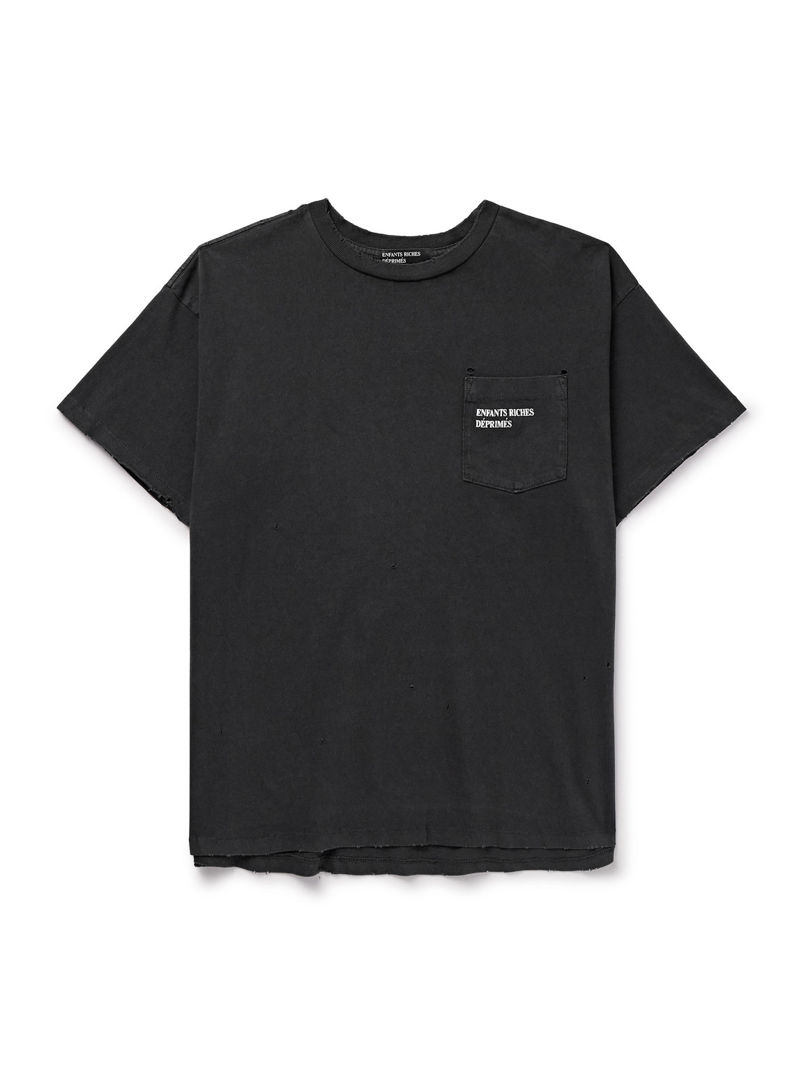 Enfants Riches Deprimes Distressed Logo-print Cotton-jersey T-shirt In Black