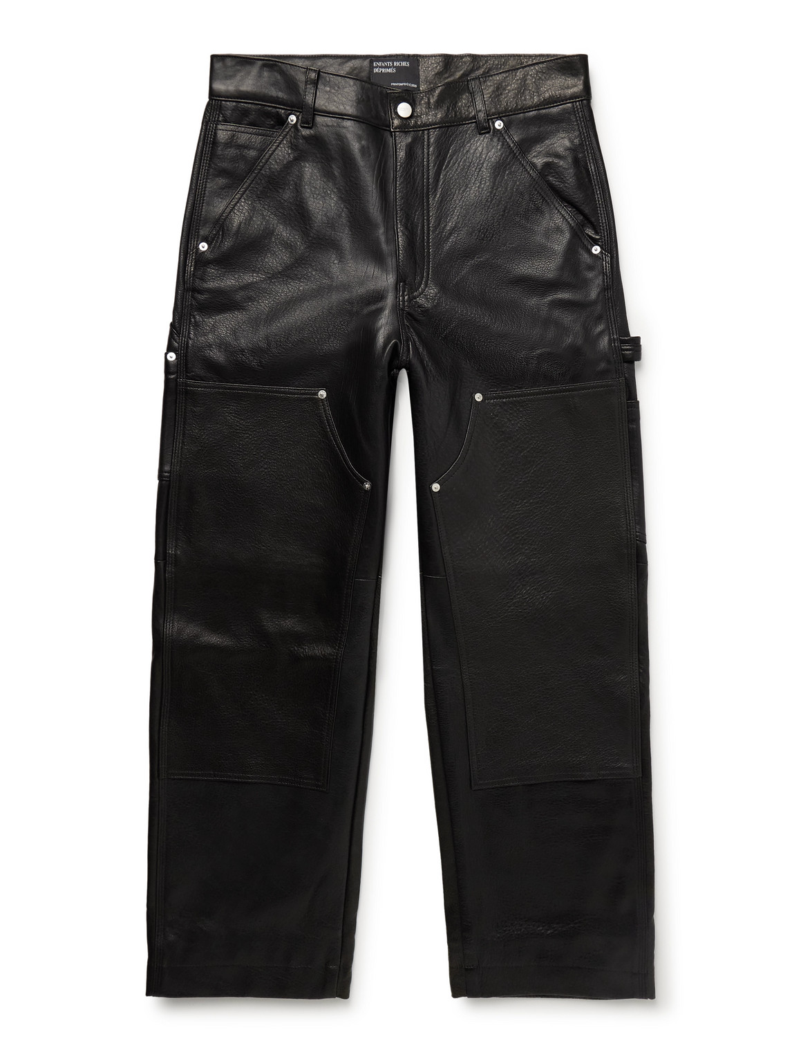 Panelled Straight-Leg Leather Trousers