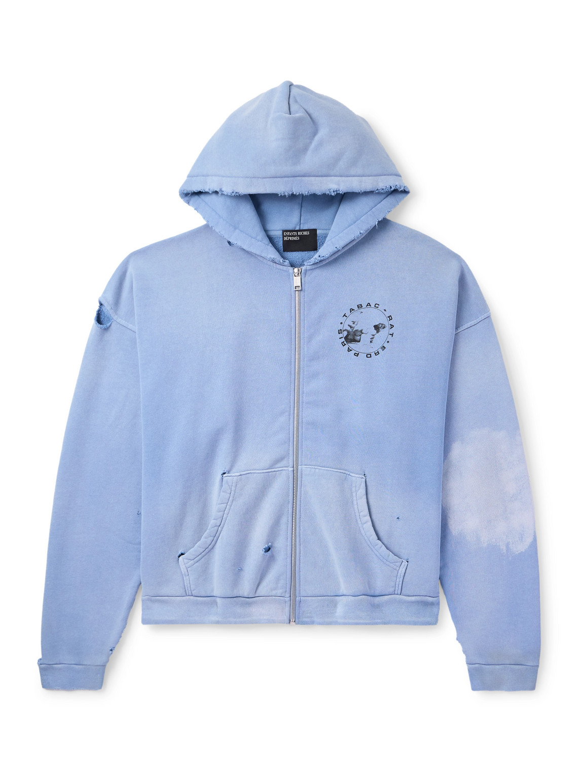 Enfants Riches Deprimes Printed Distressed Cotton-jersey Zip-up Hoodie