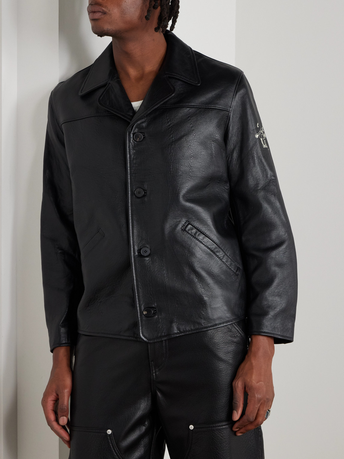 Enfants Riches Deprimes Sunday Drive Logo-print Leather Blazer