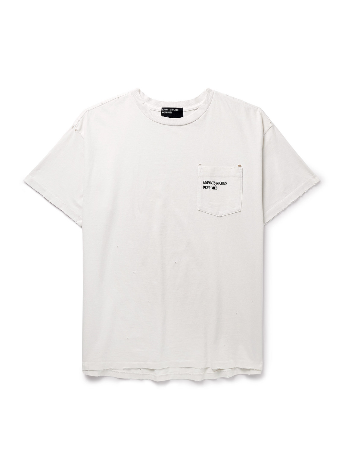 Enfants Riches Deprimes Distressed Logo-print Cotton-jersey T-shirt In White