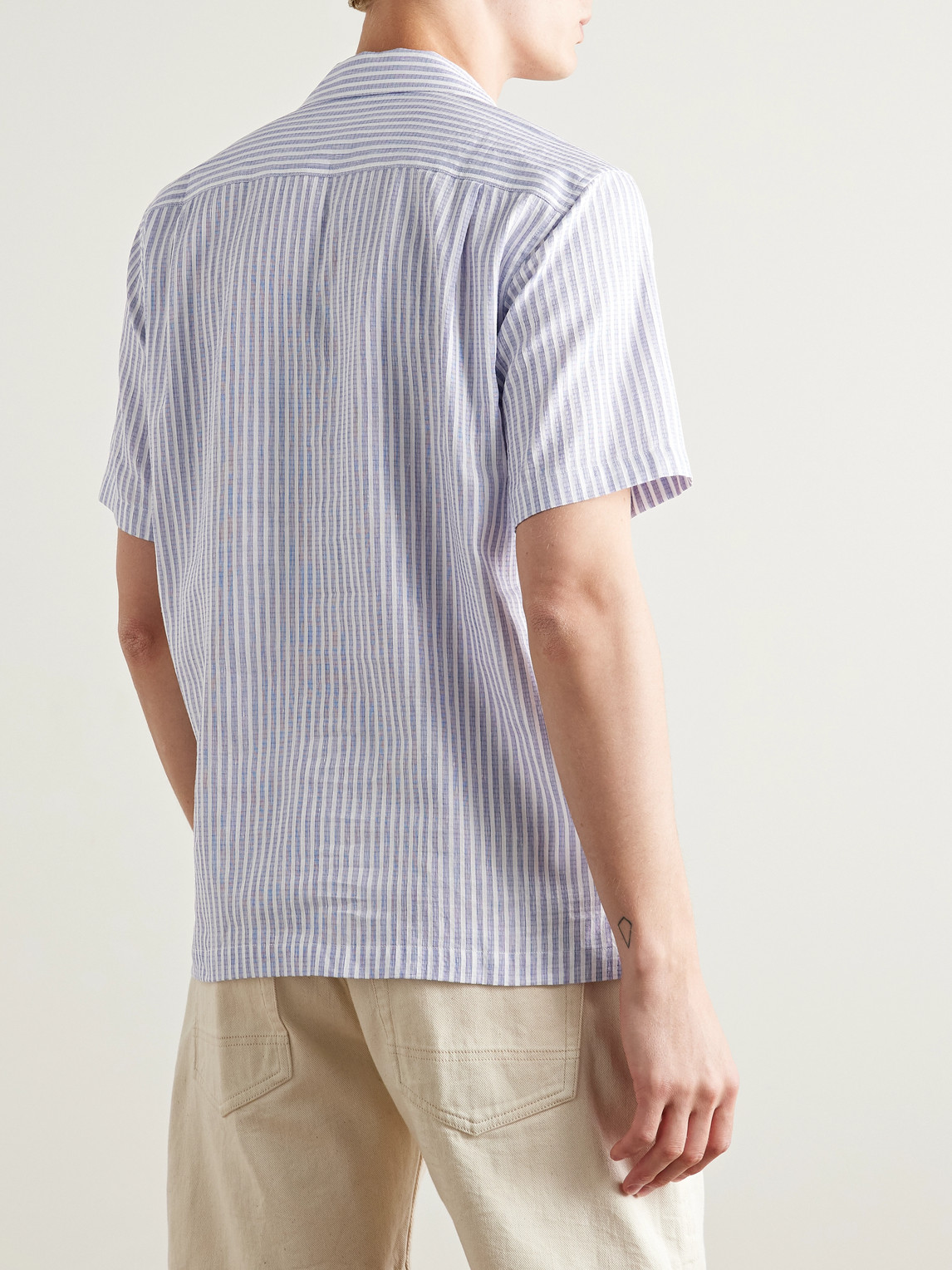 Orlebar Brown Maitan Ii Camp-collar Striped Cotton And Linen-blend Shirt