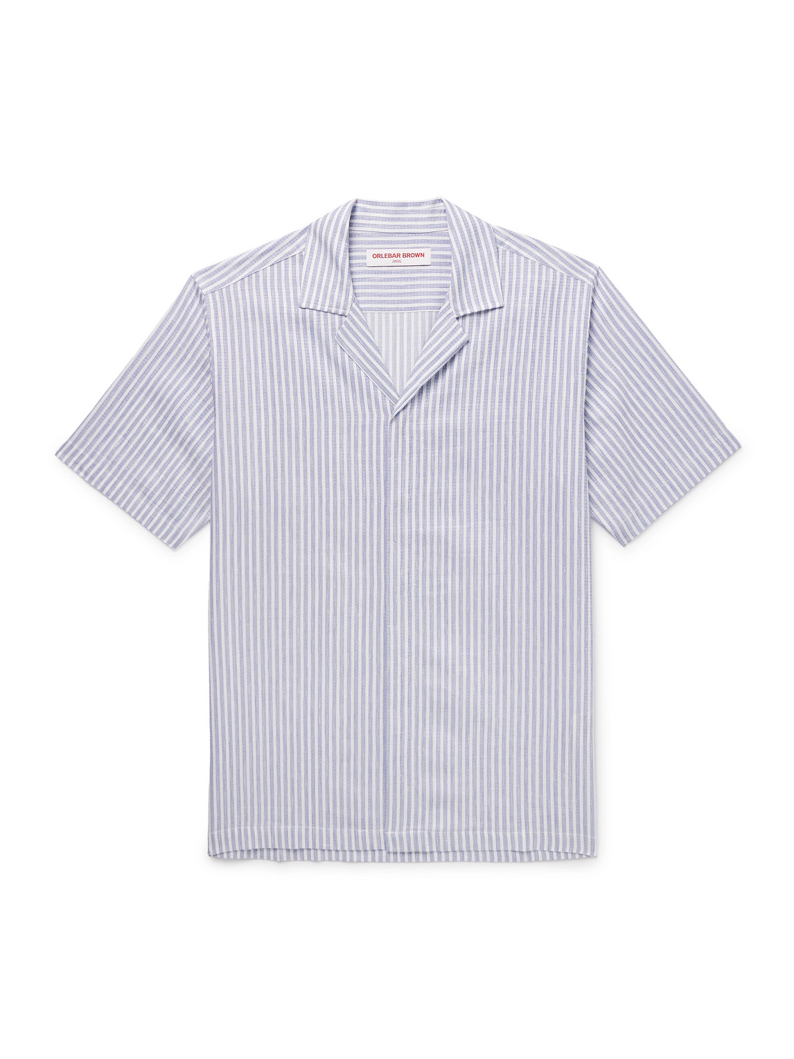 Orlebar Brown Maitan Ii Camp-collar Striped Cotton And Linen-blend Shirt