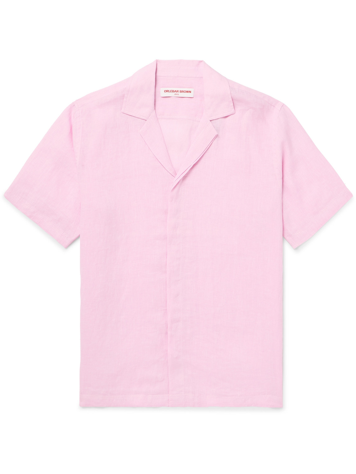 Orlebar Brown Maitan Ii Camp-collar Linen Shirt In Pink