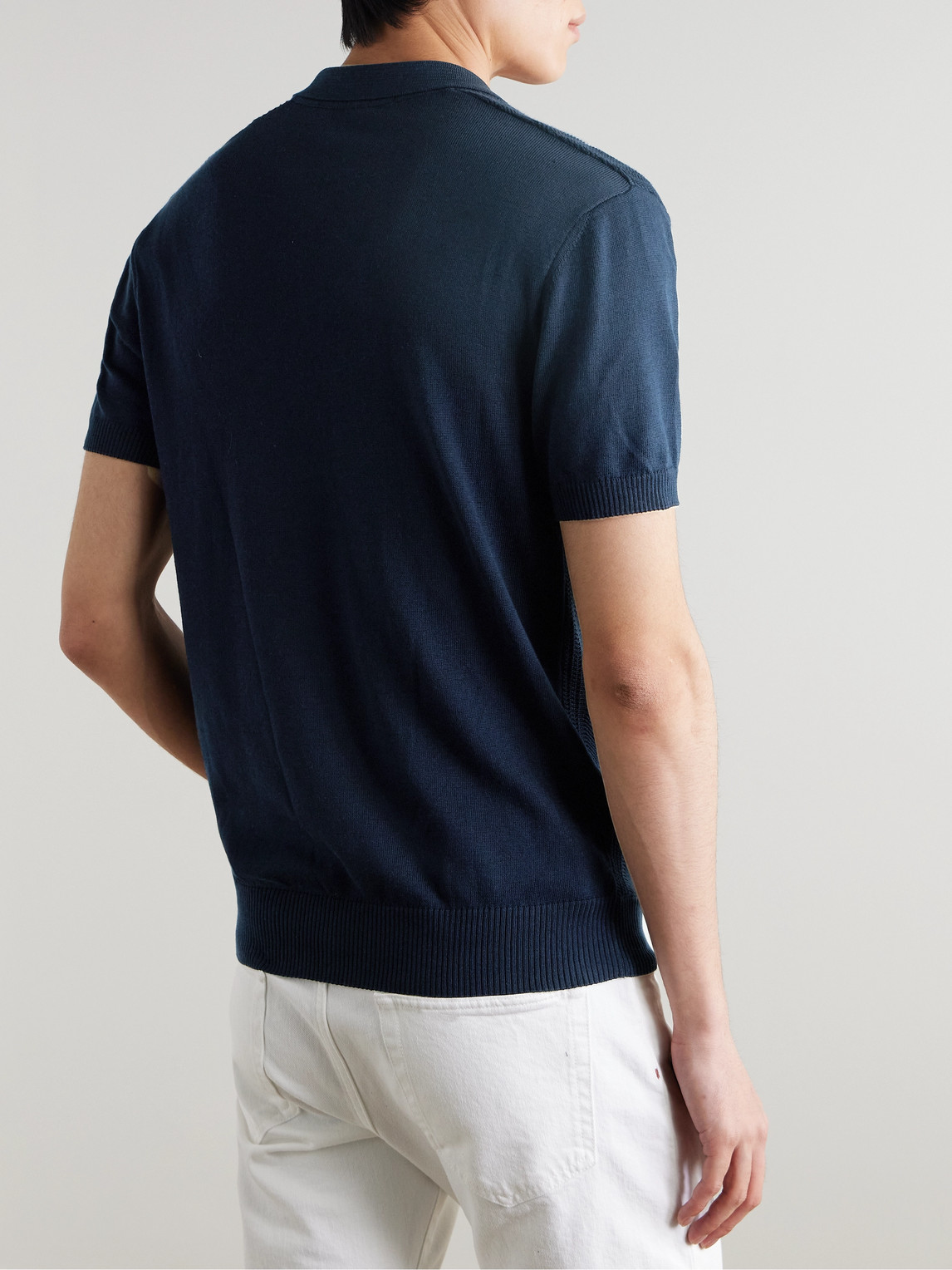 Orlebar Brown Horton Slim-fit Ribbed Mulberry Silk And Organic Cotton-blend Polo Shirt