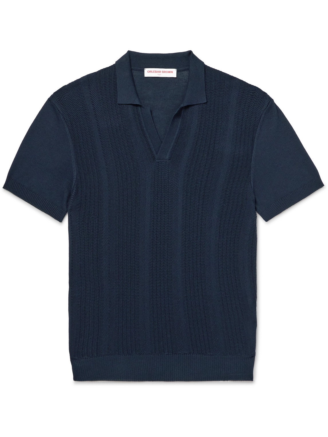 Orlebar Brown Horton Waffle-knit Mulberry Silk And Organic Cotton-blend Polo Shirt In Blue