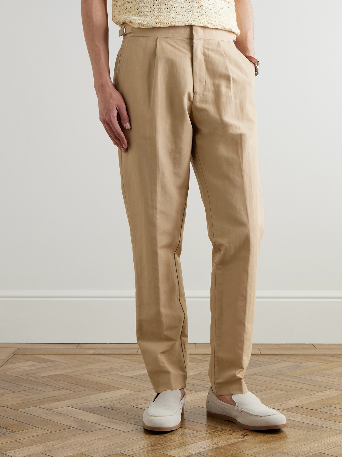 Orlebar Brown Carsyn Tapered Pleated Linen And Cotton-blend Trousers