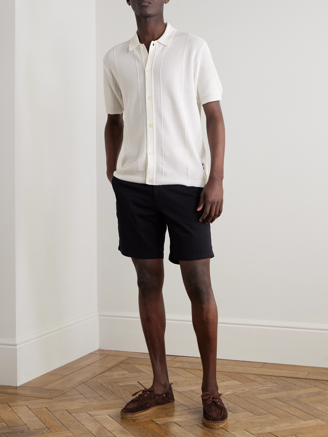 Orlebar Brown Tiernan Ribbed Cotton Shirt In White
