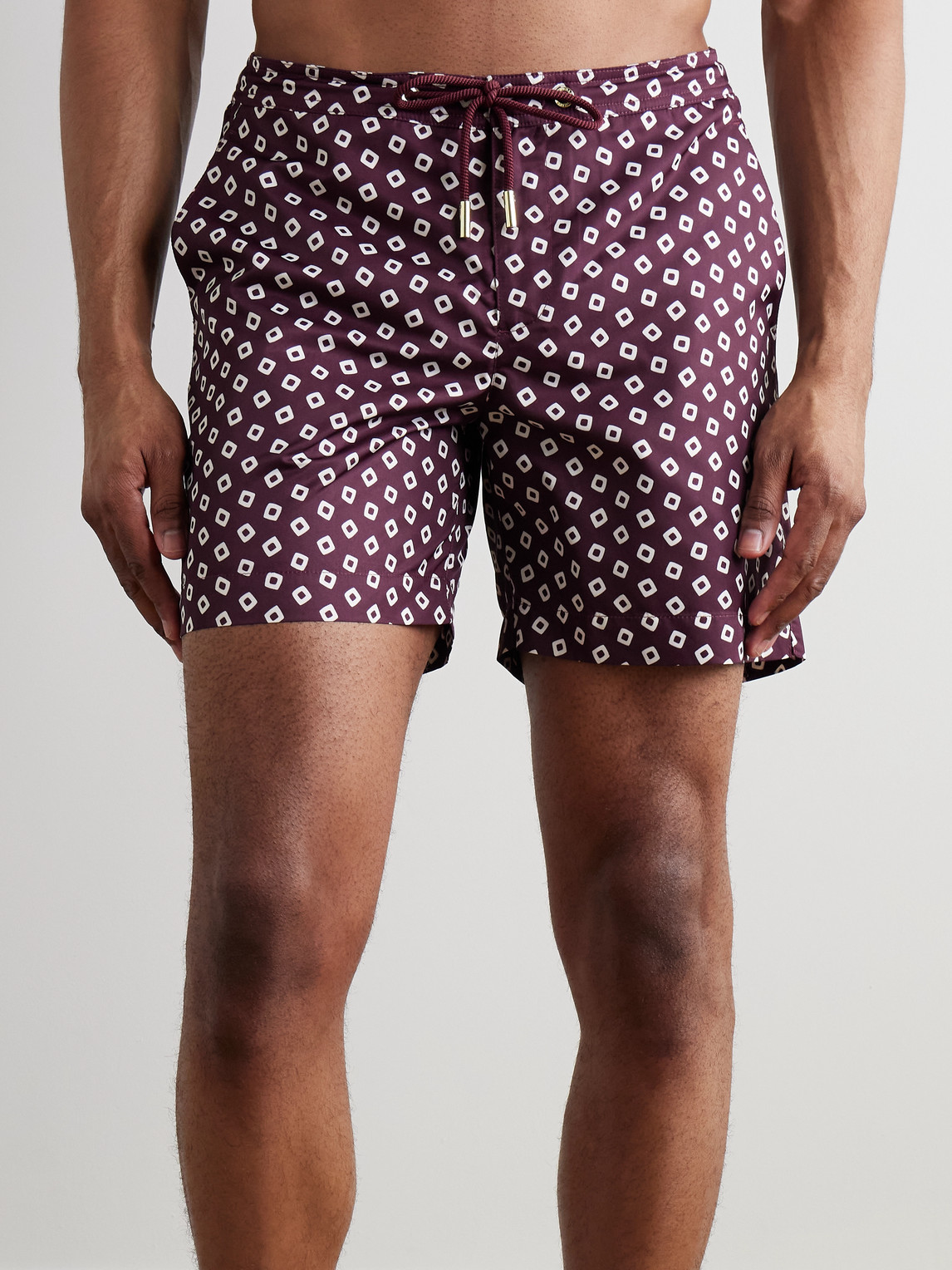 Orlebar Brown Bulldog Straight-leg Mid-length Printed Recycled Swim Shorts In Purple