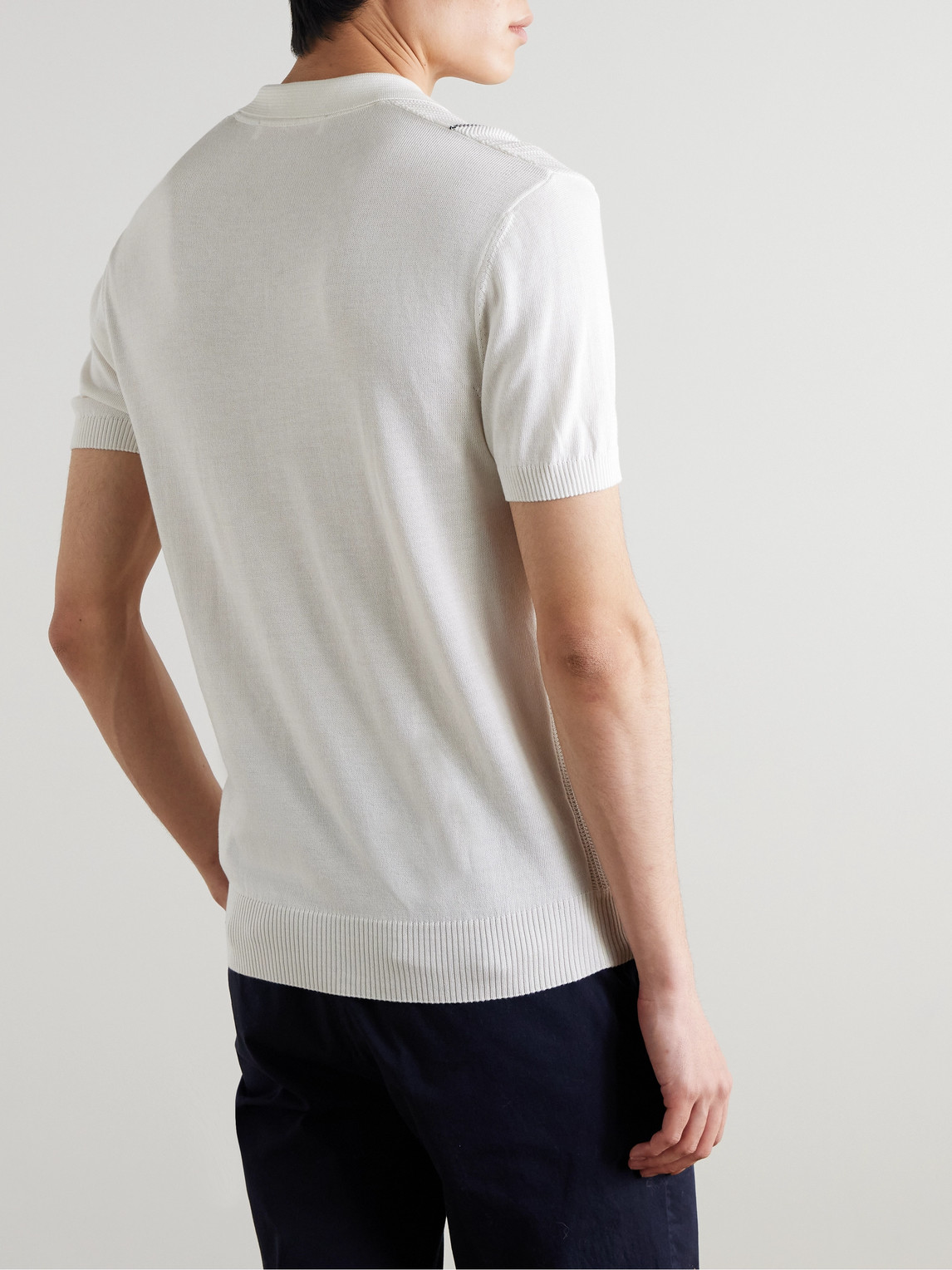 Orlebar Brown Horton Slim-fit Ribbed Mulberry Silk And Organic Cotton-blend Polo Shirt