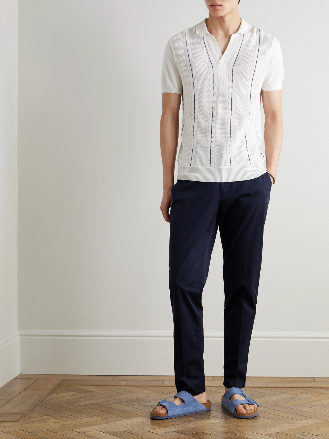 Orlebar Brown Horton Slim-fit Ribbed Mulberry Silk And Organic Cotton-blend Polo Shirt