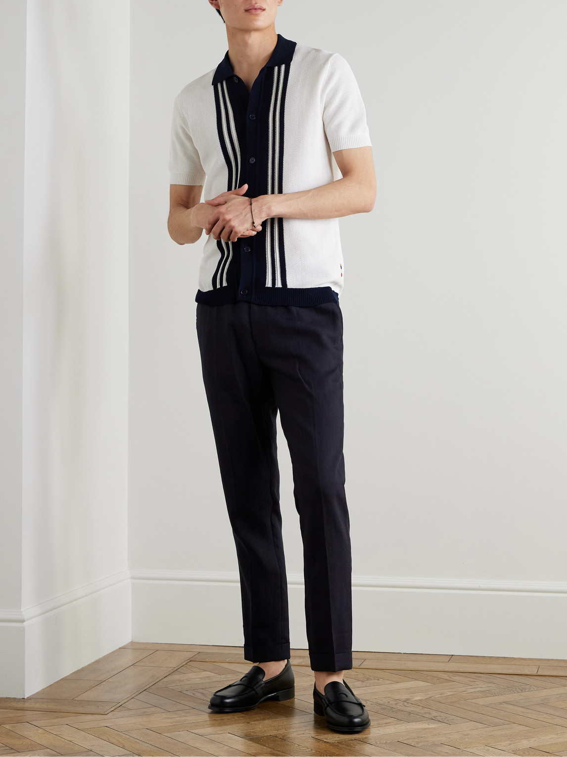 Orlebar Brown Tiernan Striped Mercerised Organic Cotton Piqué Shirt In White