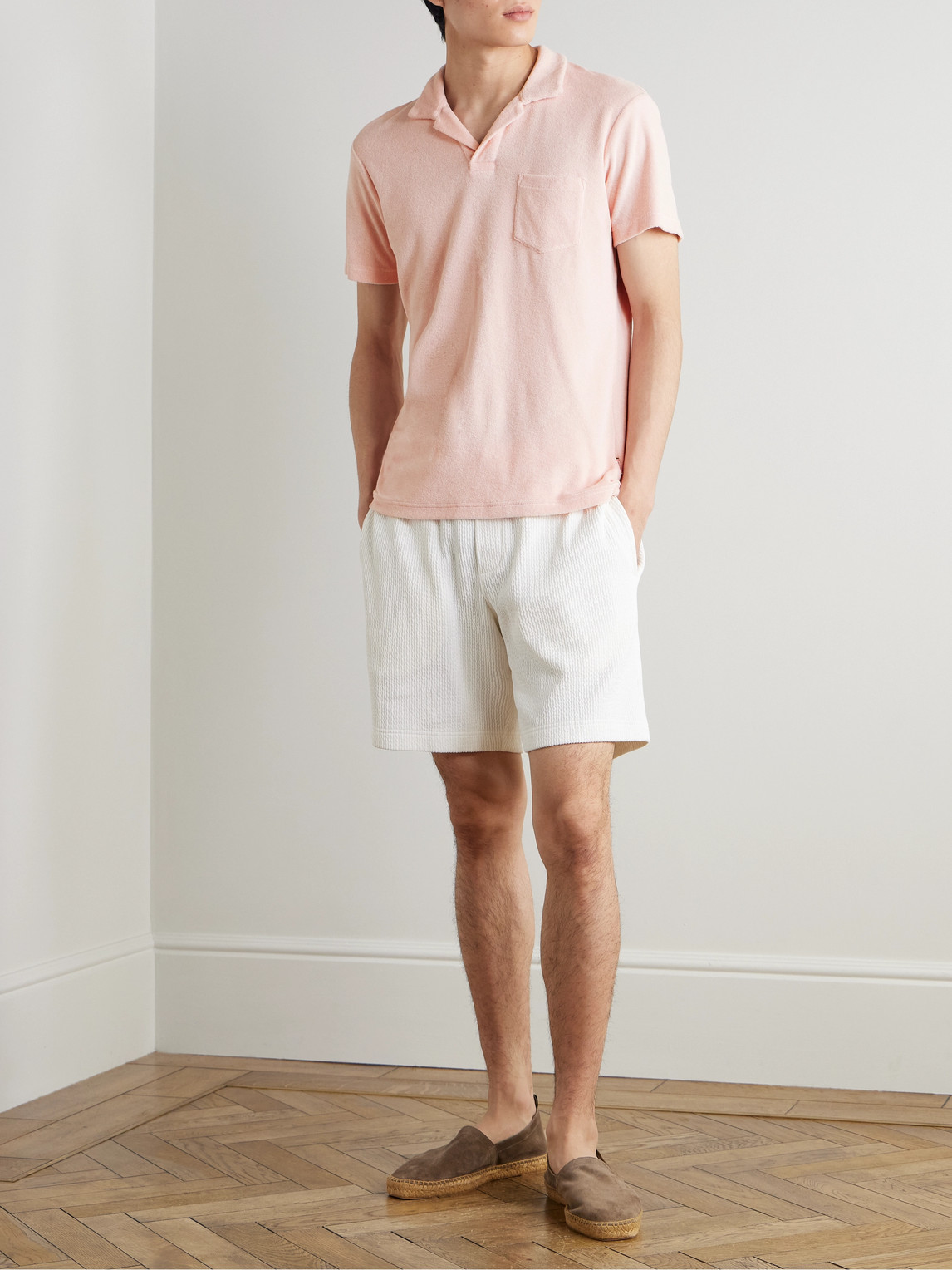 Orlebar Brown Organic Cotton-terry Polo Shirt In Pink