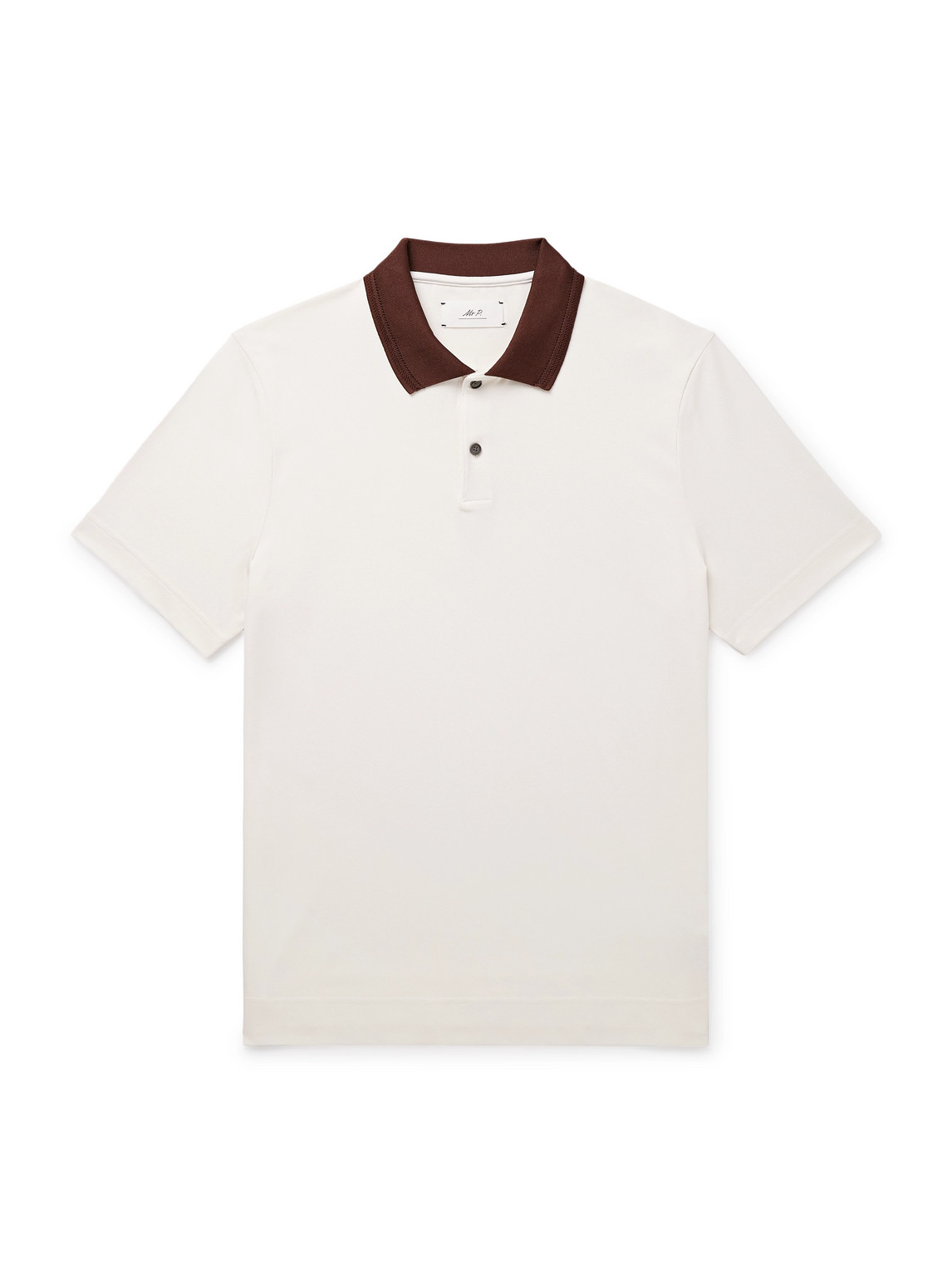 MR P. Two-Tone Stretch-Linen and Cotton-Blend Jersey Polo Shirt - Men