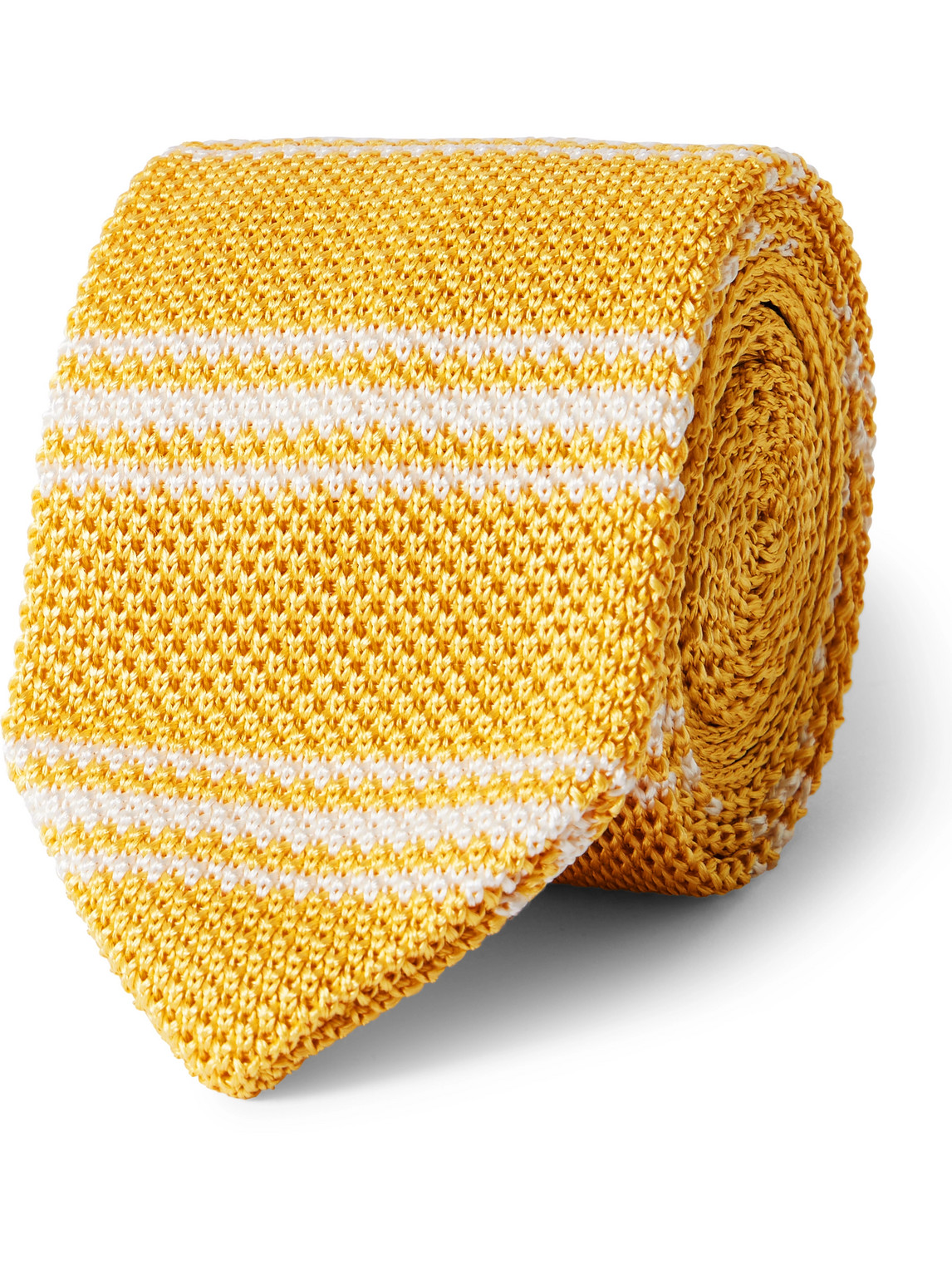 7cm Striped Knitted Silk Tie