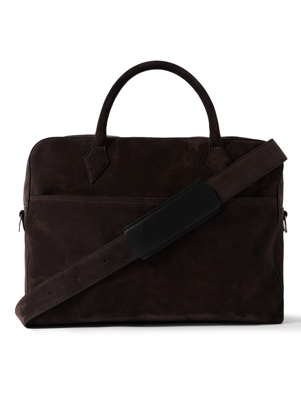 Closer All Day Full-Grain Leather-Trimmed Suede Briefcase
